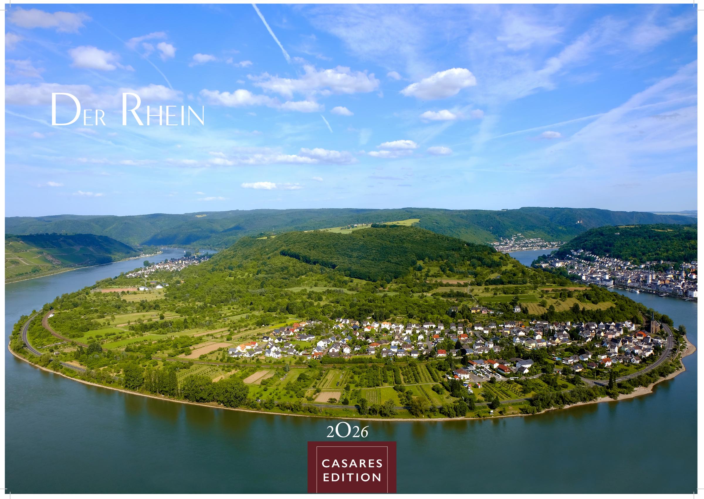 Vorderes Coverbild Der Rhein Kalender 2026 - Wandkalender | Fotokalender Deutschland 50x35cm | mit 12 eindrucksvollen Aufnahmen von Flusslandschaften, Burgen und Weinregionen