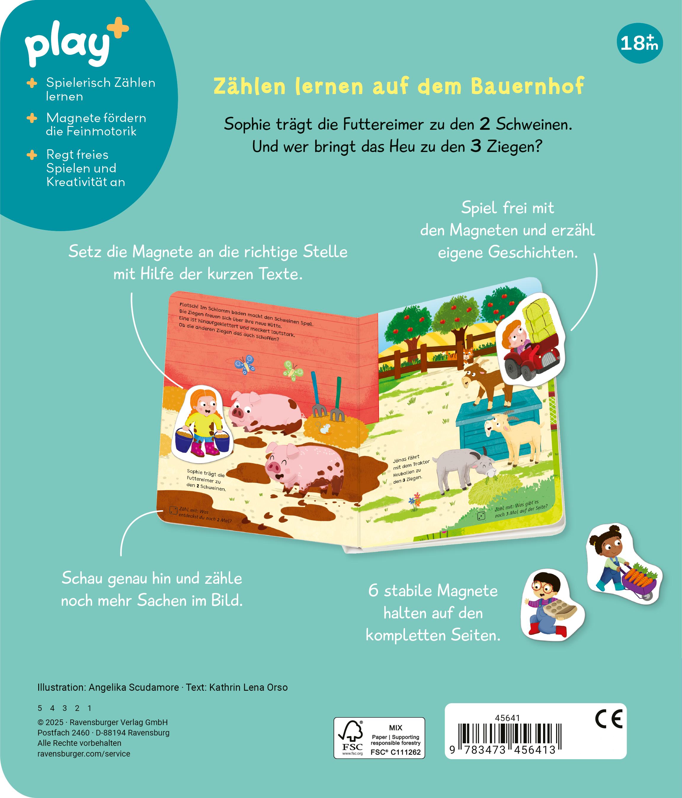 Rückseitencover Play+ Mein Spiel mit-Magnetbuch Komm, wir lernen Zählen - ab 18 Monate