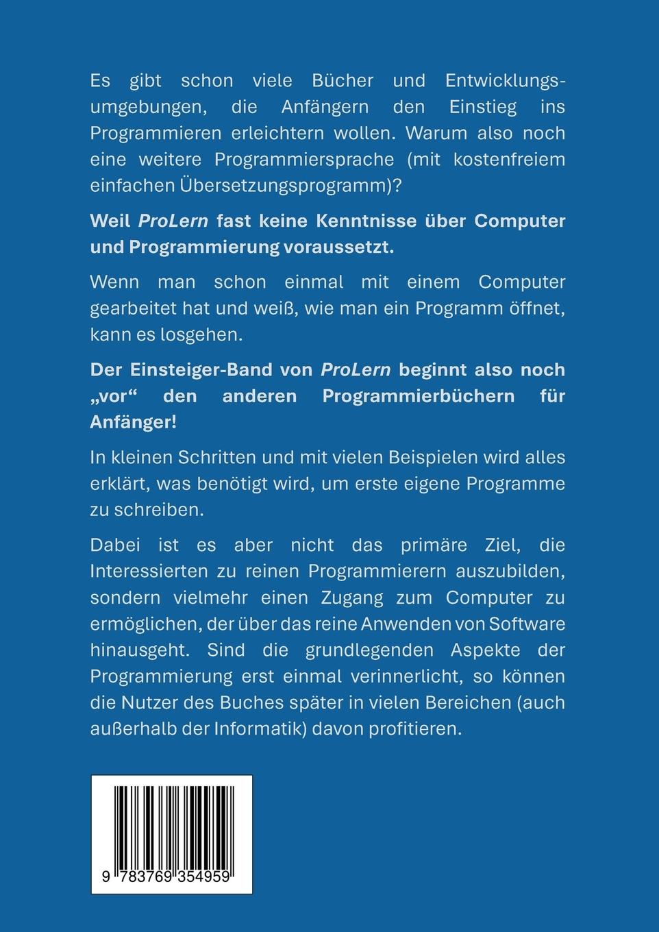 Rückseitencover Programmieren lernen ganz einfach
