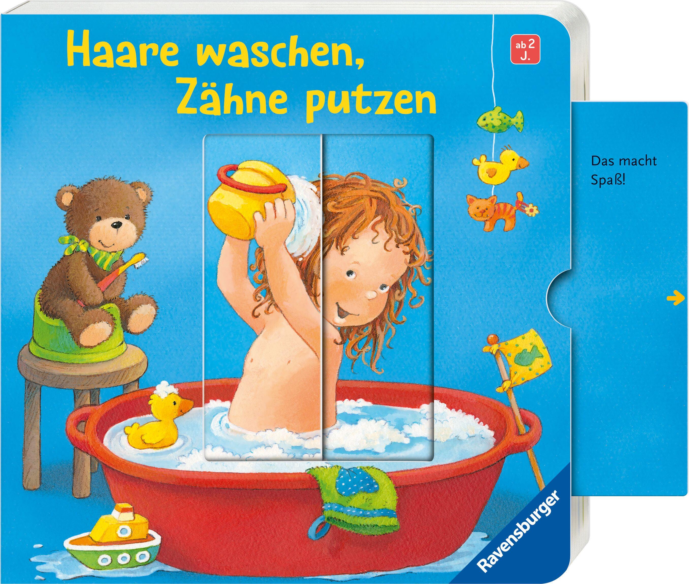 Beispielinhalt (Bild) Haare waschen, Zähne putzen