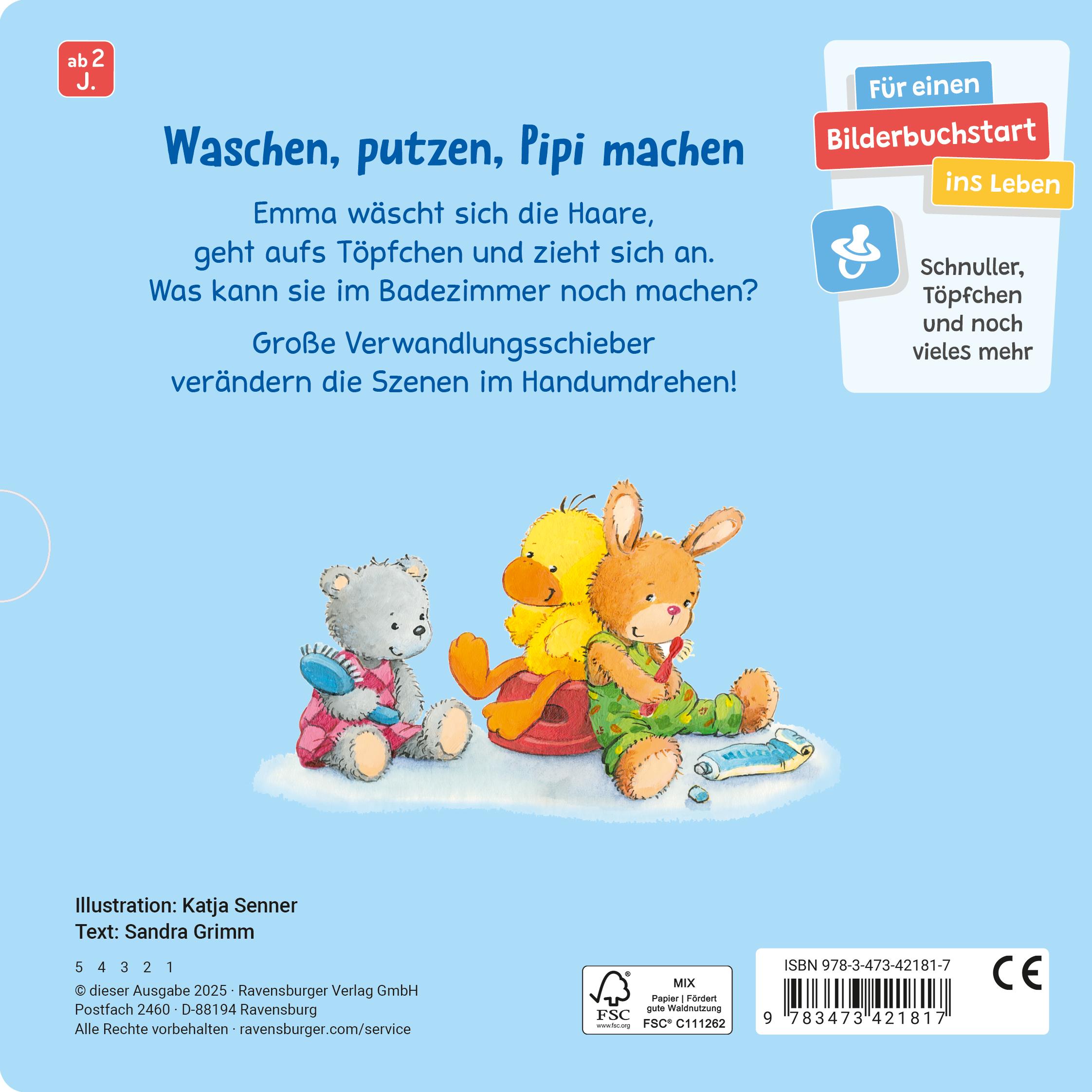 Rückseitencover Haare waschen, Zähne putzen