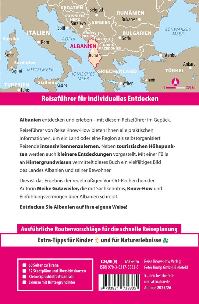 Rückseitencover Reise Know-How Reiseführer Albanien