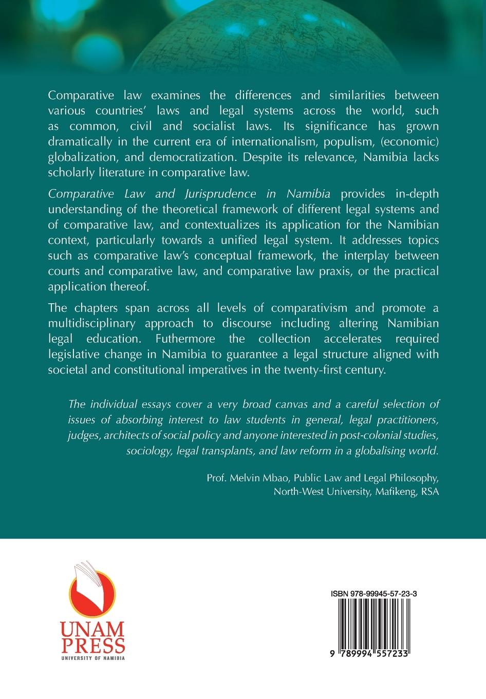 Rückseitencover Comparative Law and Jurisprudence in Namibia