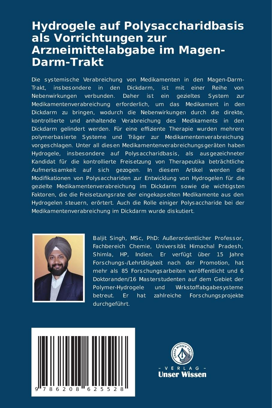 Rückseitencover Hydrogele auf Polysaccharidbasis als Vorrichtungen zur Arzneimittelabgabe im Magen-Darm-Trakt