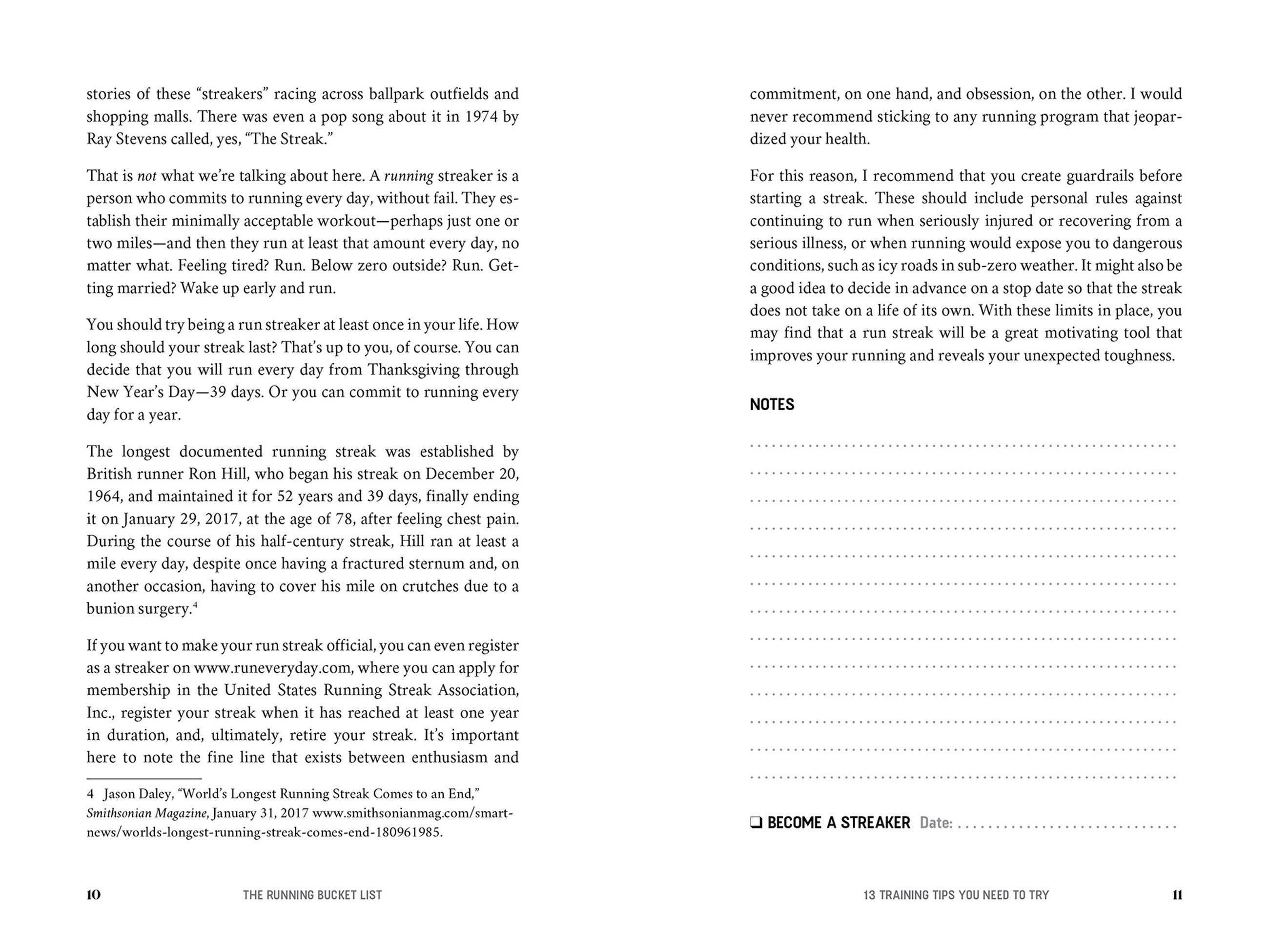 Beispielinhalt (Bild) The Running Bucket List