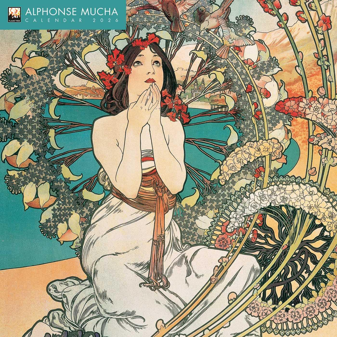 Vorderes Coverbild Alphonse Mucha - Alfons Mucha 2026 - Original Flame Tree Publishing-Kalender [Kalender]