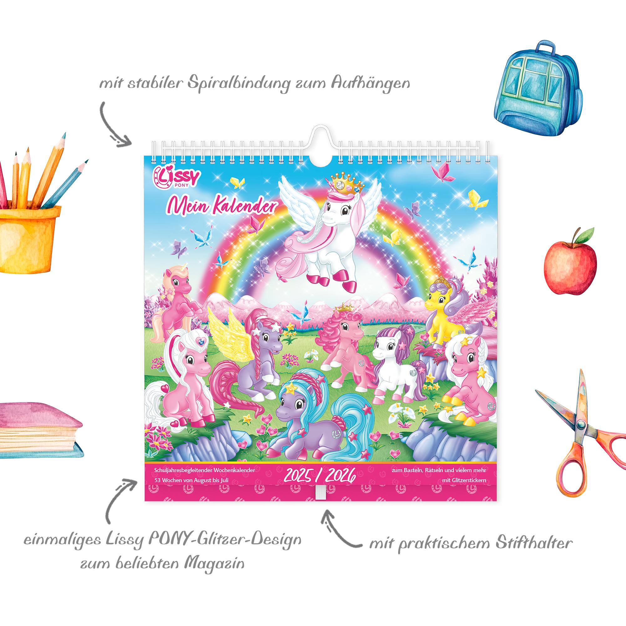 Beispielinhalt (Bild) Mein traumhafter Lissy Pony Kalender - mit 53 Blättern zum basteln, malen und rätseln -  mit Glitzerstickern