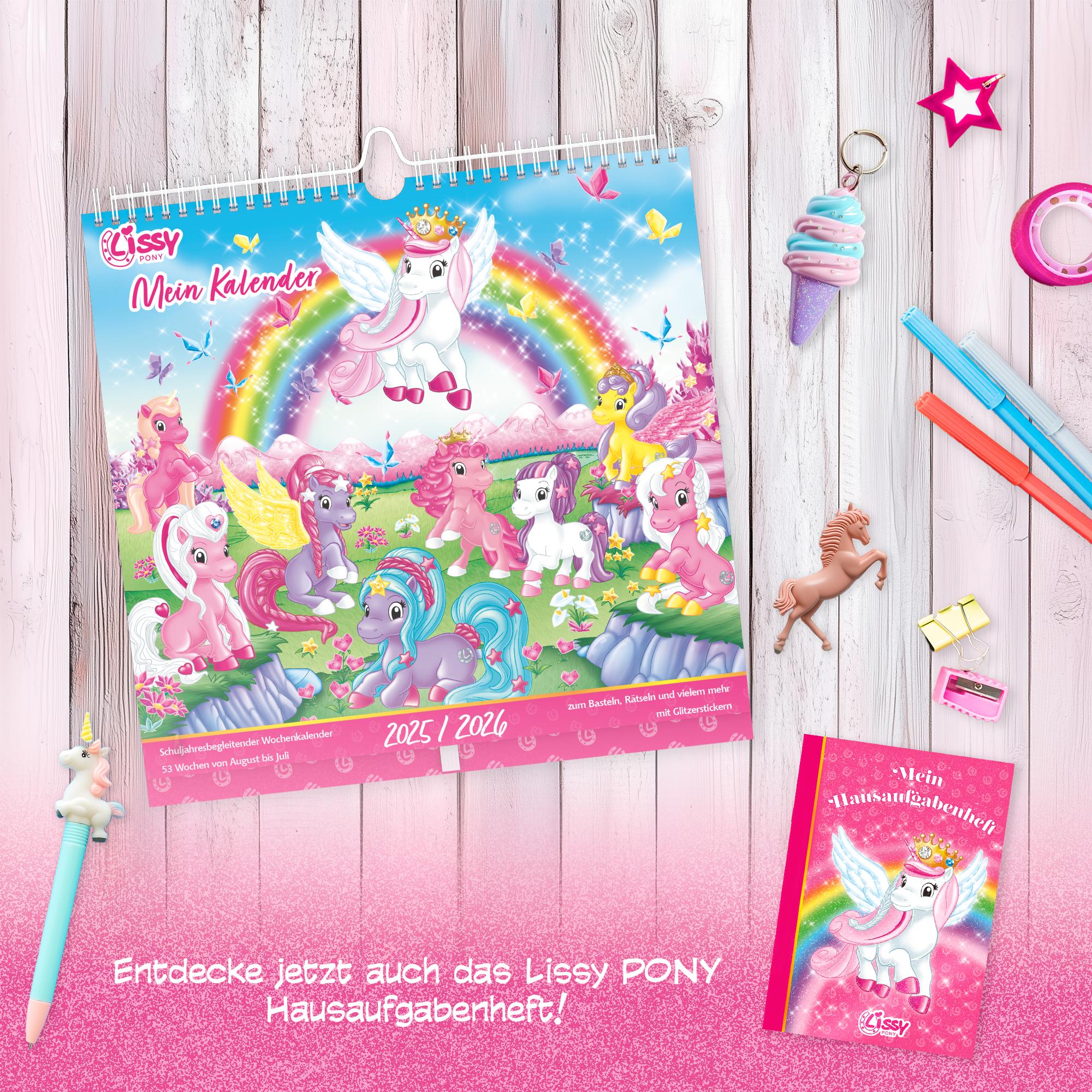Beispielinhalt (Bild) Mein traumhafter Lissy Pony Kalender - mit 53 Blättern zum basteln, malen und rätseln -  mit Glitzerstickern