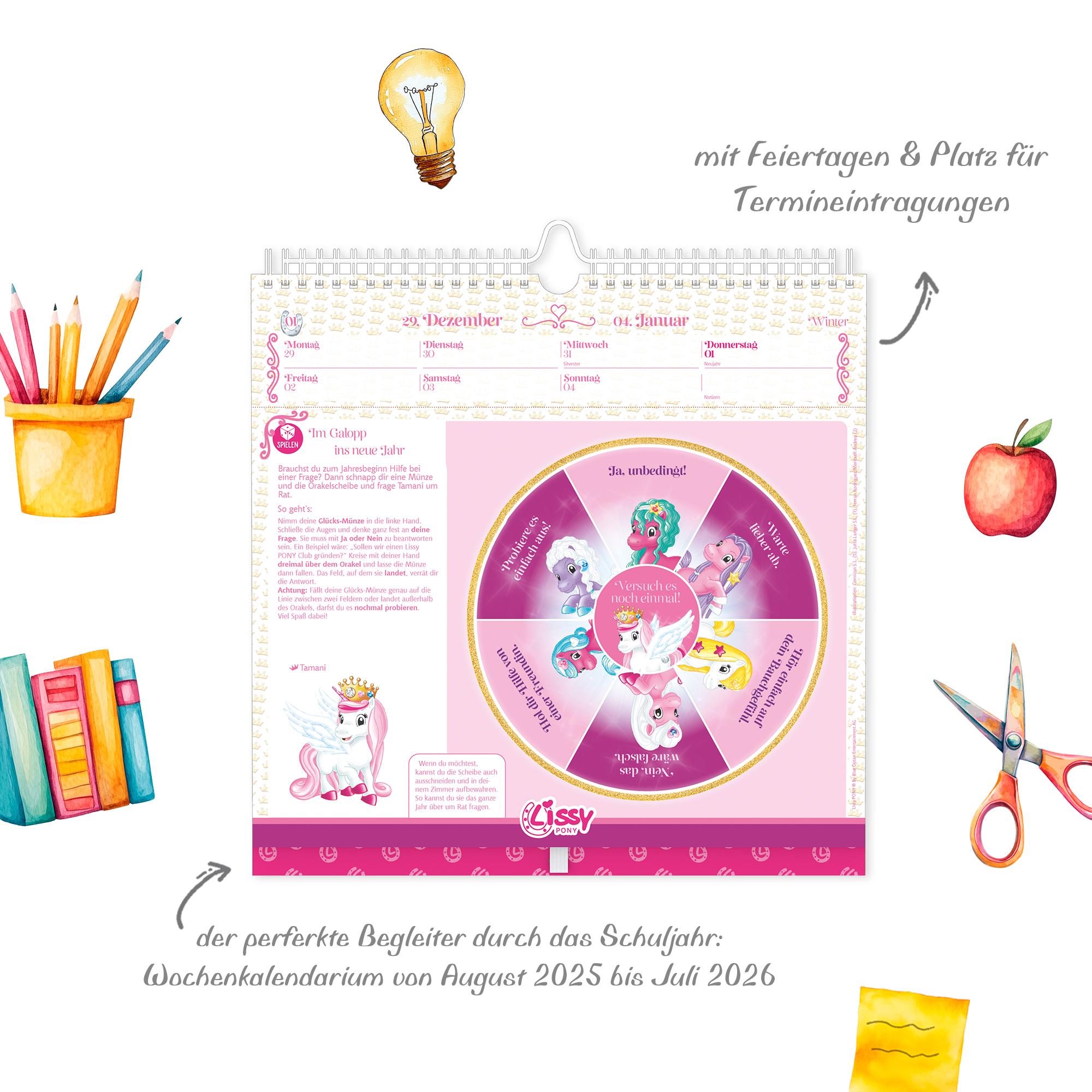 Beispielinhalt (Bild) Mein traumhafter Lissy Pony Kalender - mit 53 Blättern zum basteln, malen und rätseln -  mit Glitzerstickern