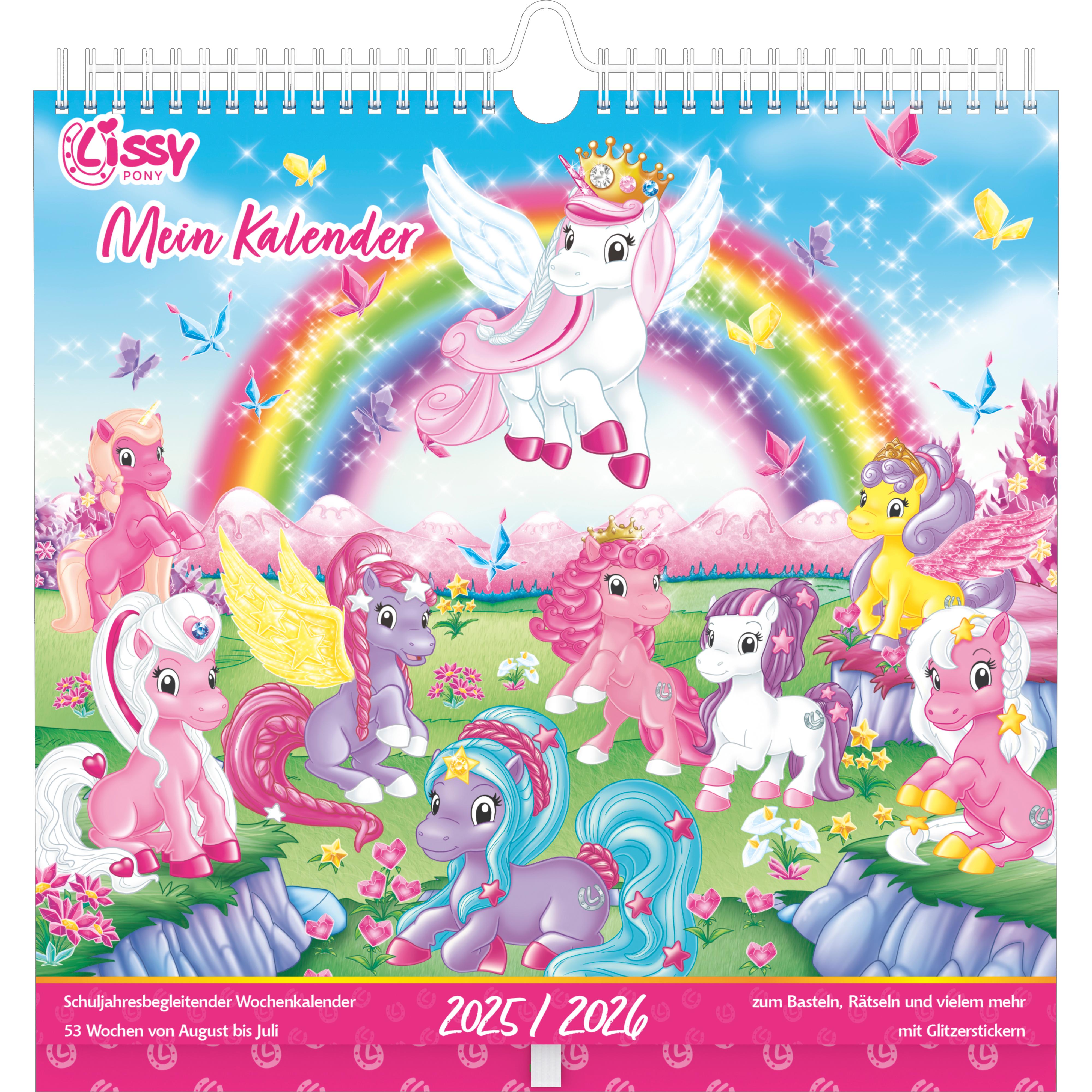 Vorderes Coverbild Mein traumhafter Lissy Pony Kalender - mit 53 Blättern zum basteln, malen und rätseln -  mit Glitzerstickern