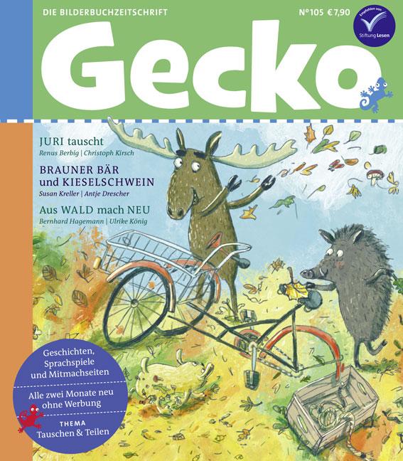 Vorderes Coverbild Gecko Kinderzeitschrift Band 105