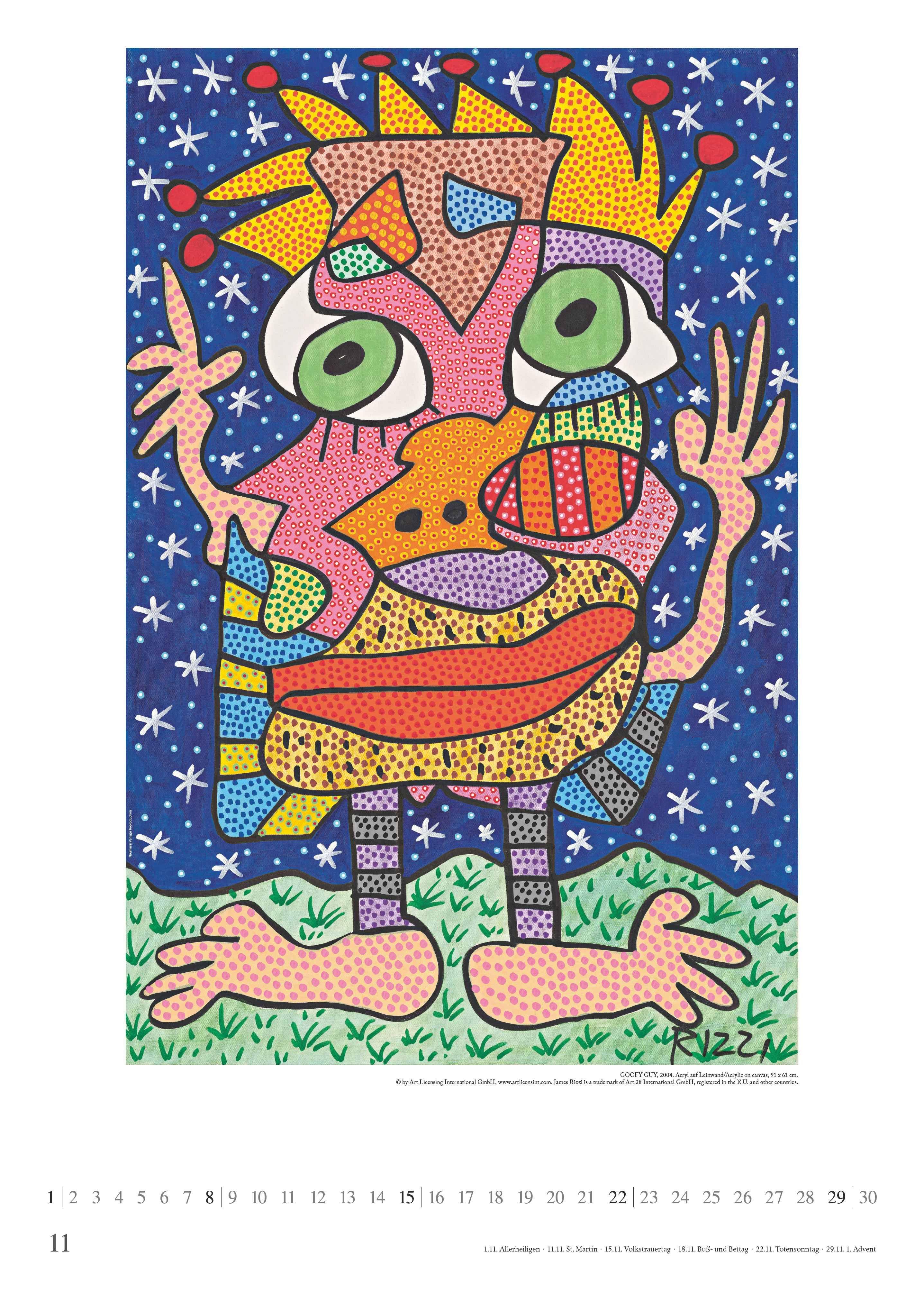 Beispielinhalt (Bild) James Rizzi 2026 - Kunst-Kalender - Poster-Kalender - 50x70