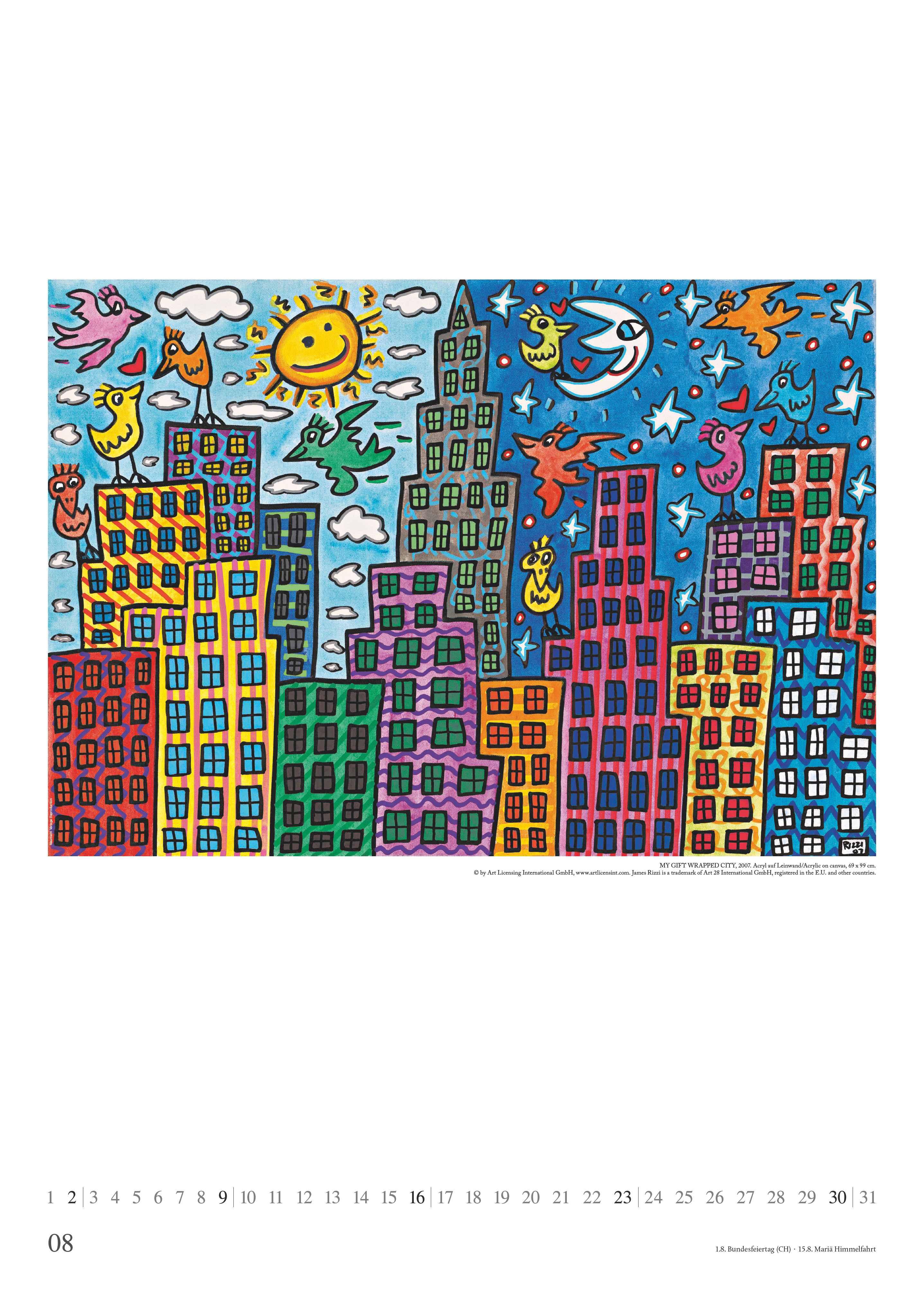 Beispielinhalt (Bild) James Rizzi 2026 - Kunst-Kalender - Poster-Kalender - 50x70