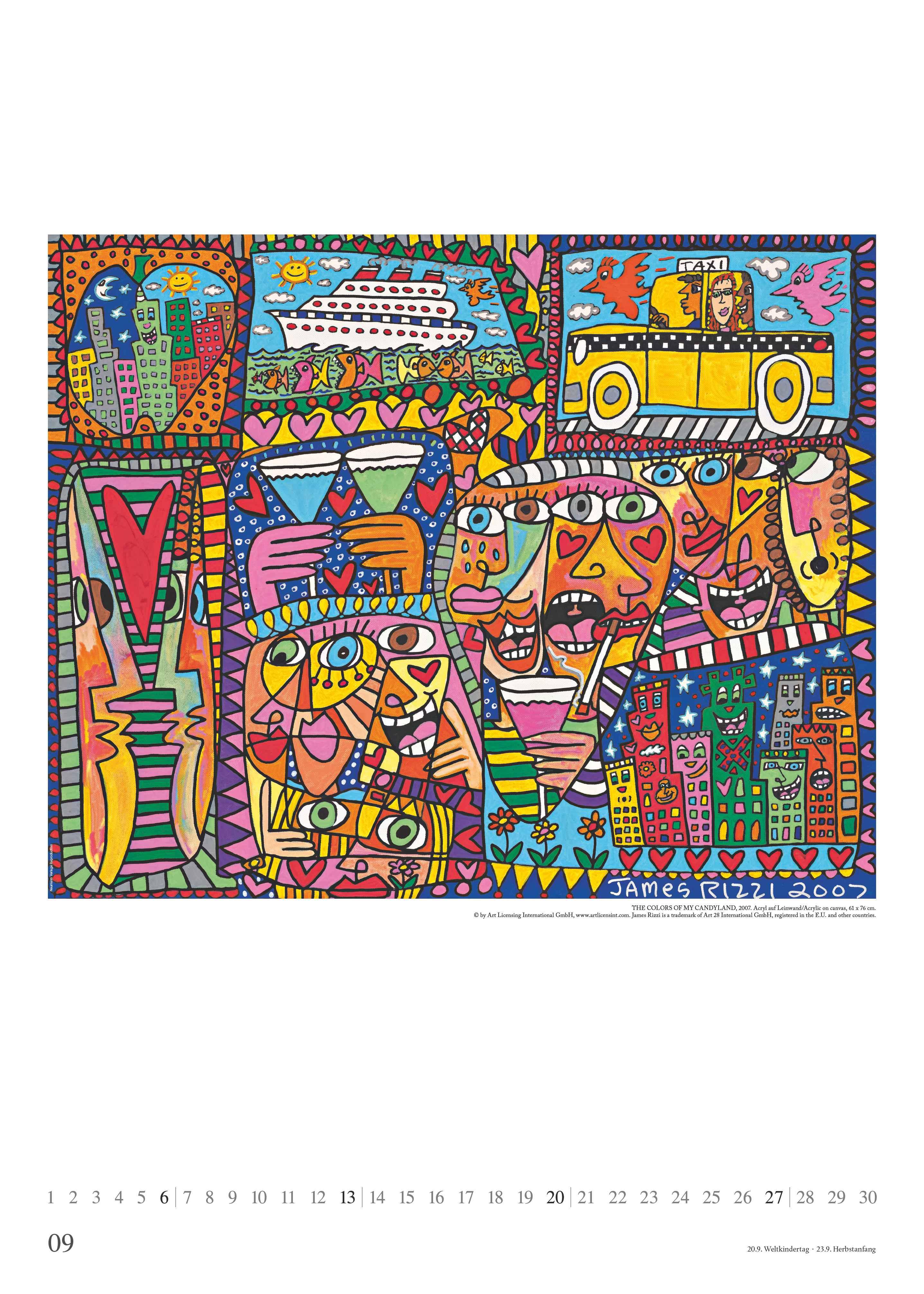 Beispielinhalt (Bild) James Rizzi 2026 - Kunst-Kalender - Poster-Kalender - 50x70