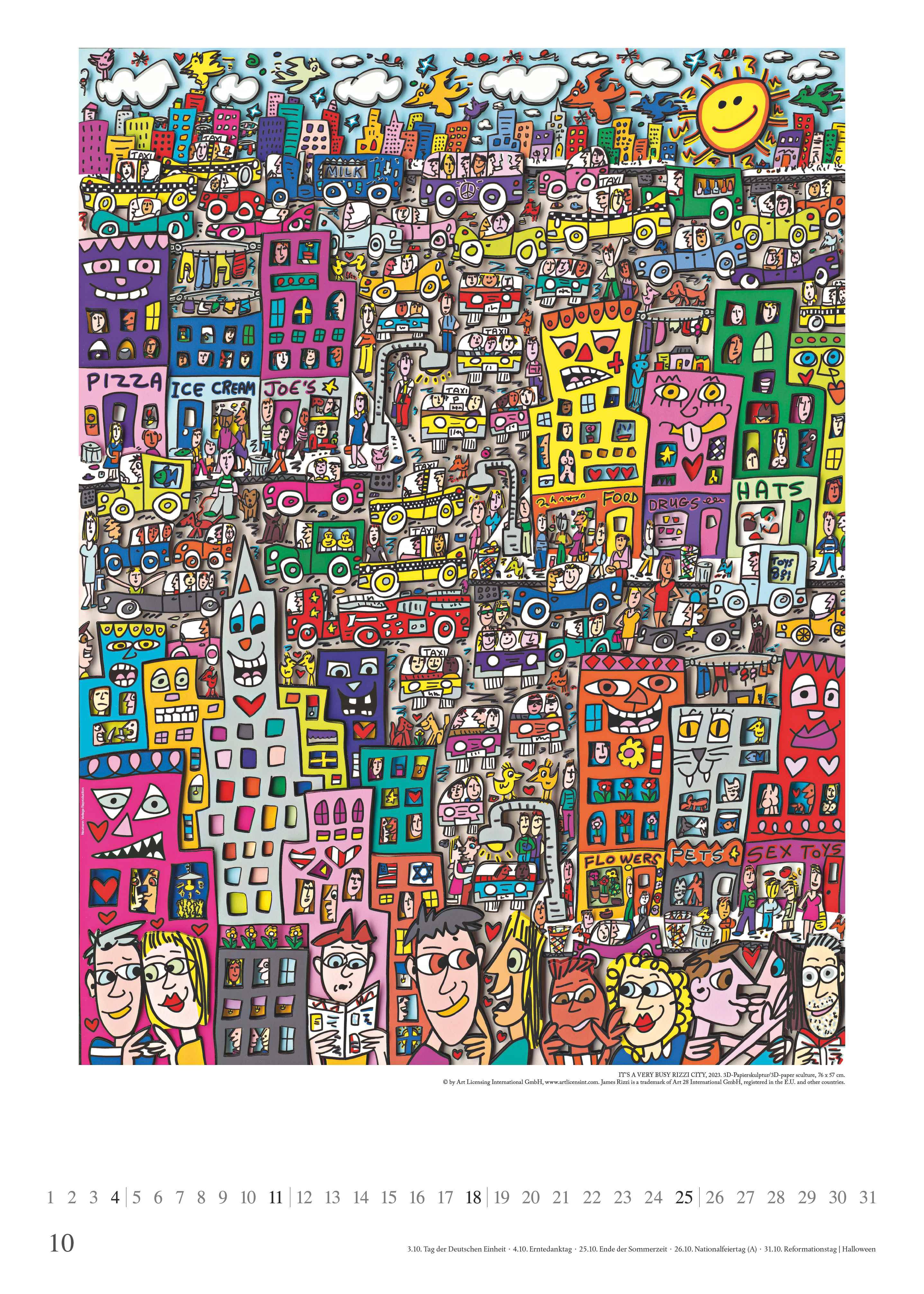 Beispielinhalt (Bild) James Rizzi 2026 - Kunst-Kalender - Poster-Kalender - 50x70