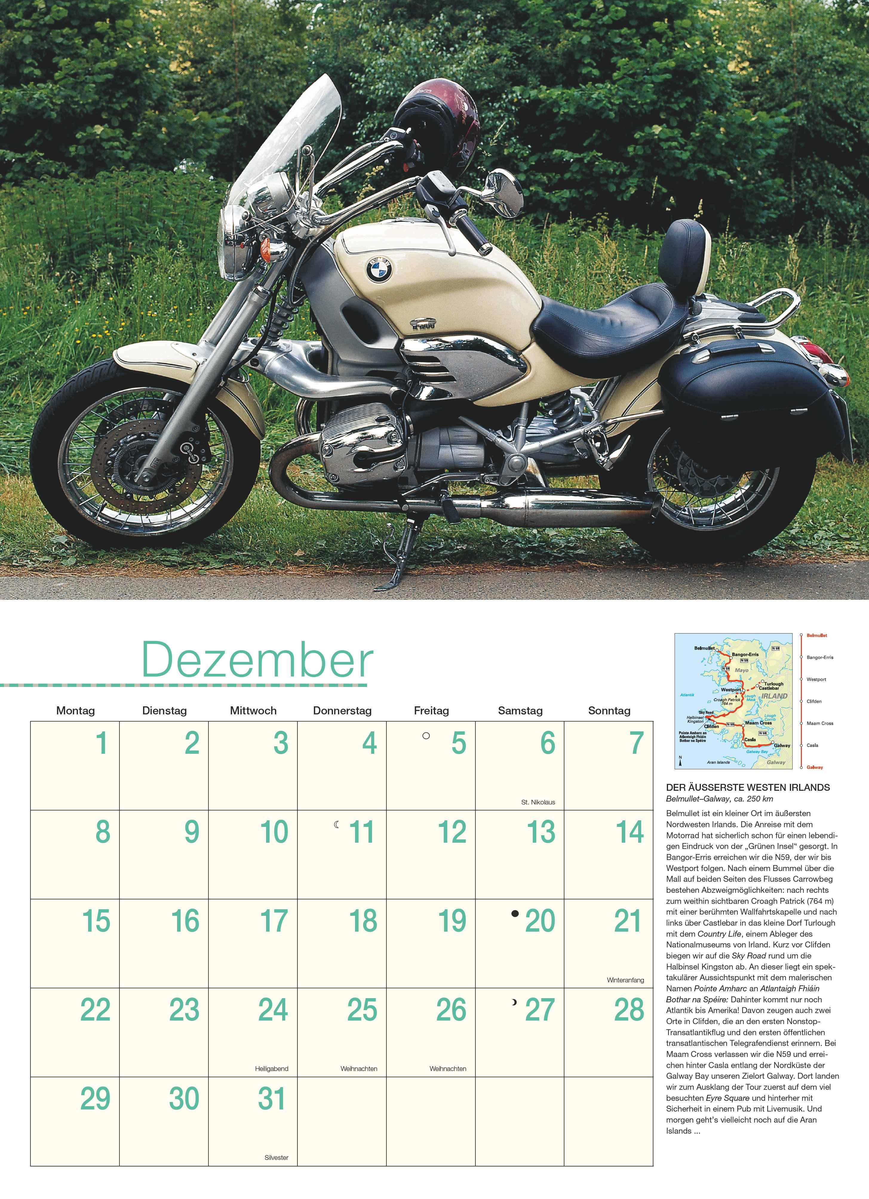 Beispielinhalt (Bild) Motorräder & Routen 2026 - Broschürenkalender - mit Schulferientabelle - Format 42 x 29 cm