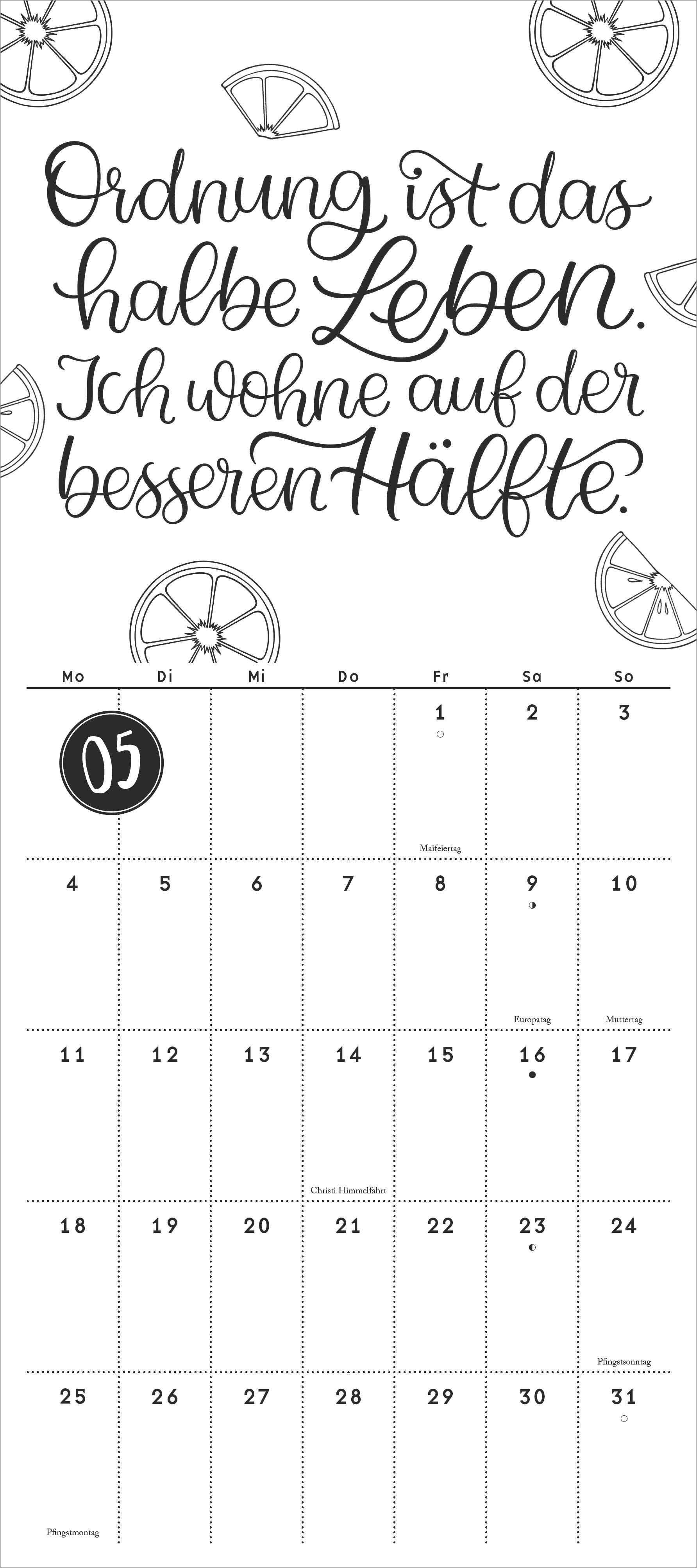 Beispielinhalt (Bild) Funny Quotes Notizkalender 2026 - Typo-Planer - Format 22 x 49,5 cm