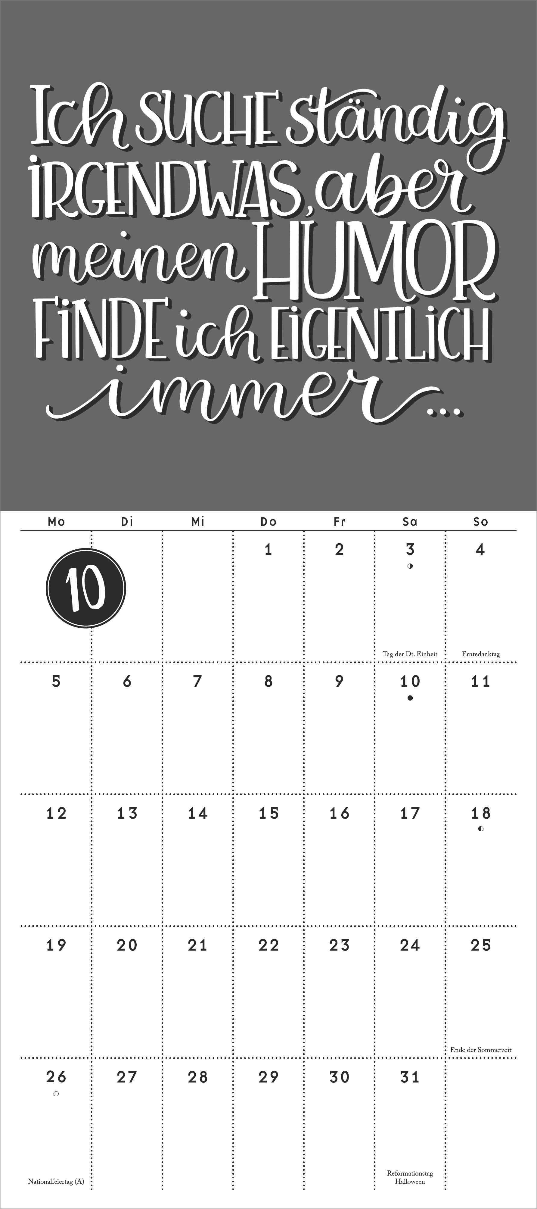 Beispielinhalt (Bild) Funny Quotes Notizkalender 2026 - Typo-Planer - Format 22 x 49,5 cm