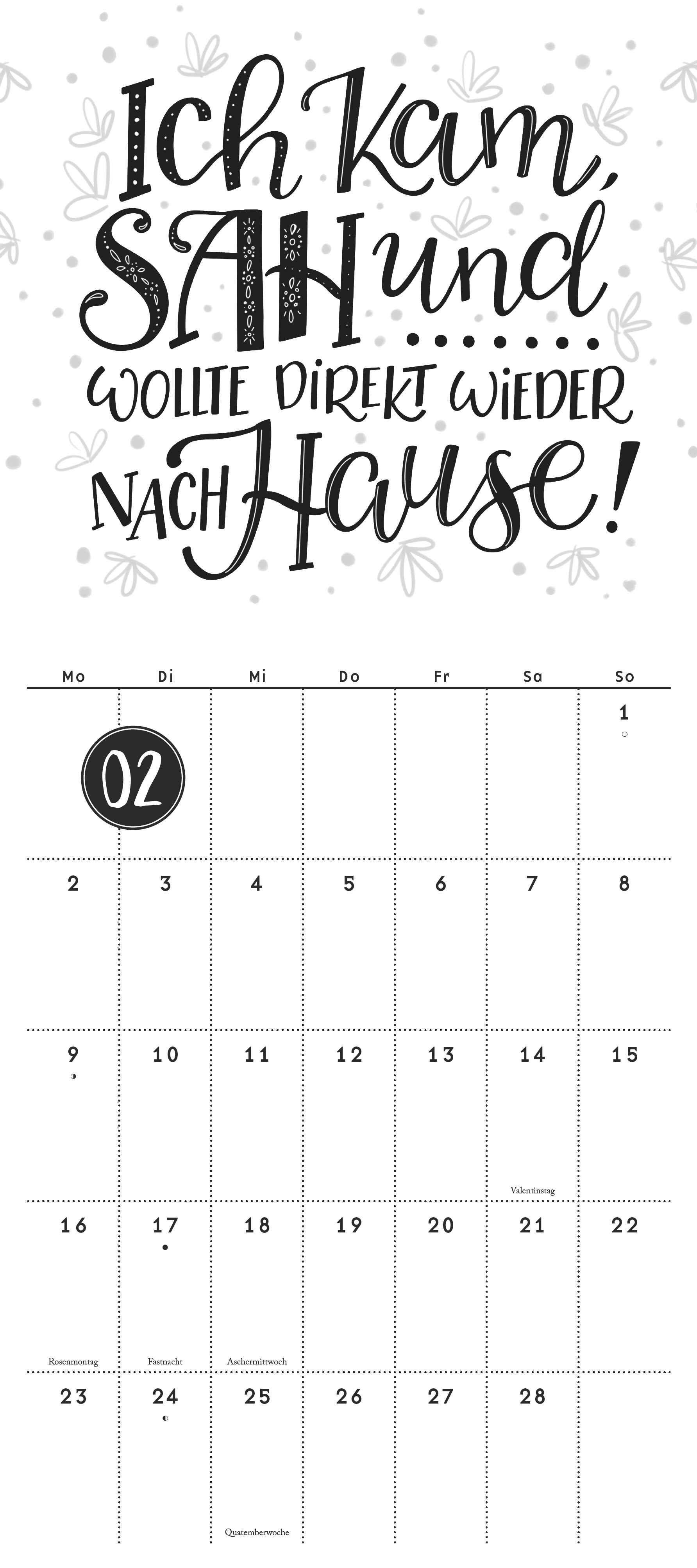 Beispielinhalt (Bild) Funny Quotes Notizkalender 2026 - Typo-Planer - Format 22 x 49,5 cm