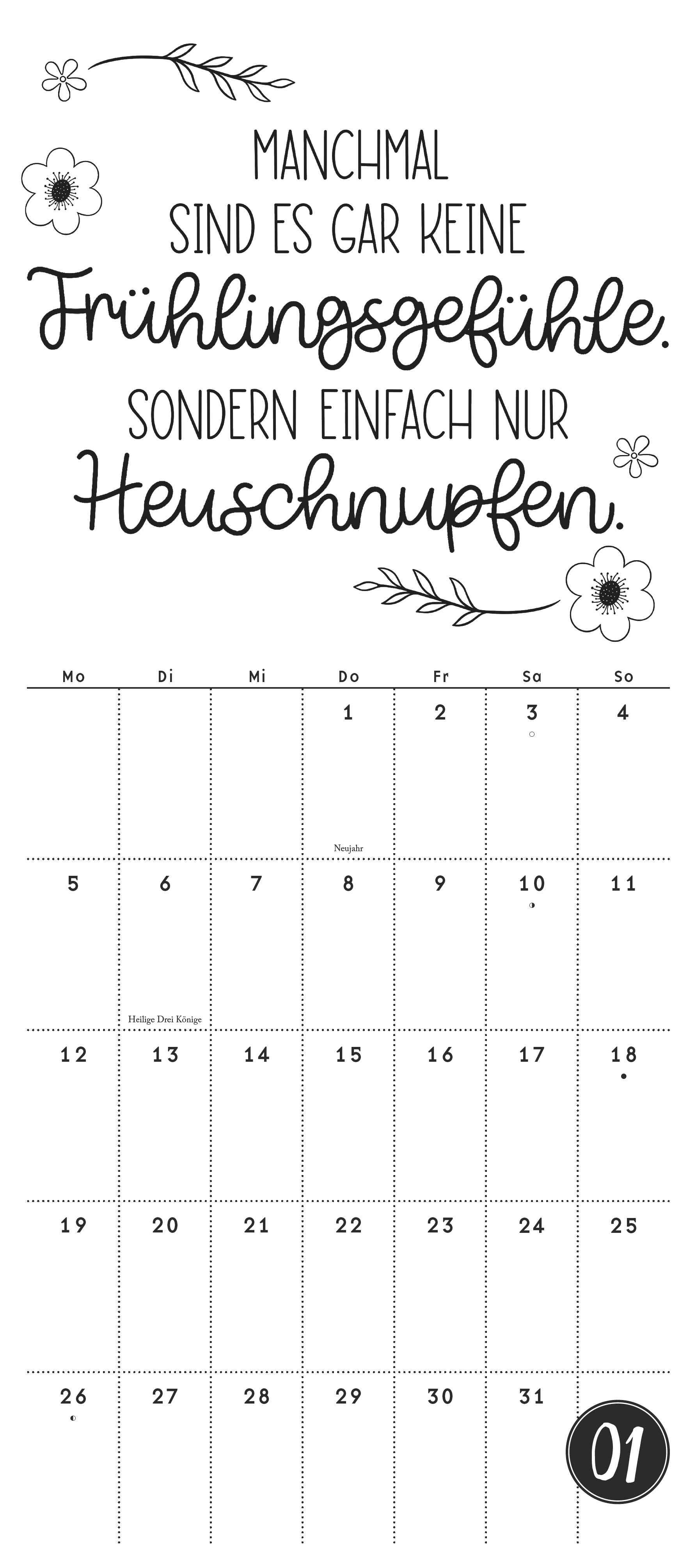 Beispielinhalt (Bild) Funny Quotes Notizkalender 2026 - Typo-Planer - Format 22 x 49,5 cm