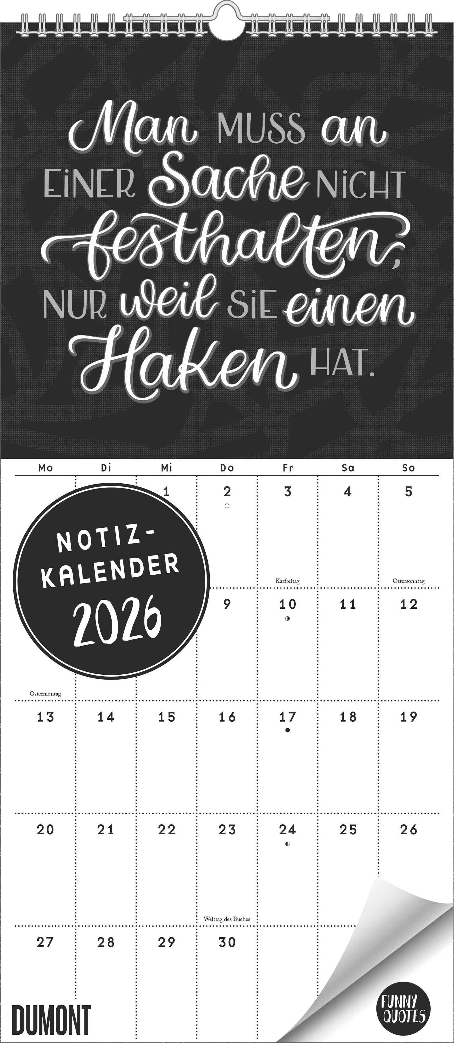 Vorderes Coverbild Funny Quotes Notizkalender 2026 - Typo-Planer - Format 22 x 49,5 cm
