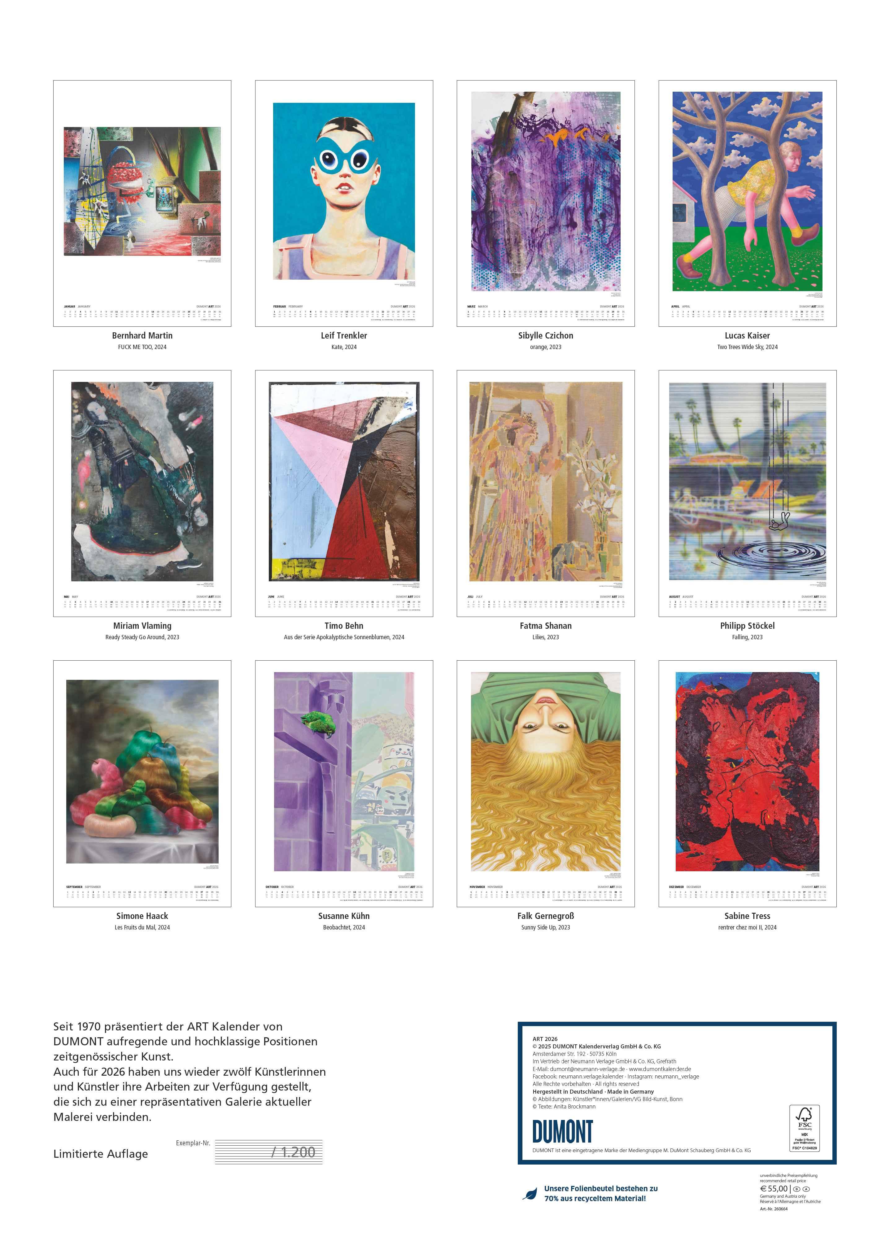 Beispielinhalt (Bild) Art Kalender 2026 - Malerei heute - DUMONT Kunst-Kalender - Poster-Format 50 x 70 cm