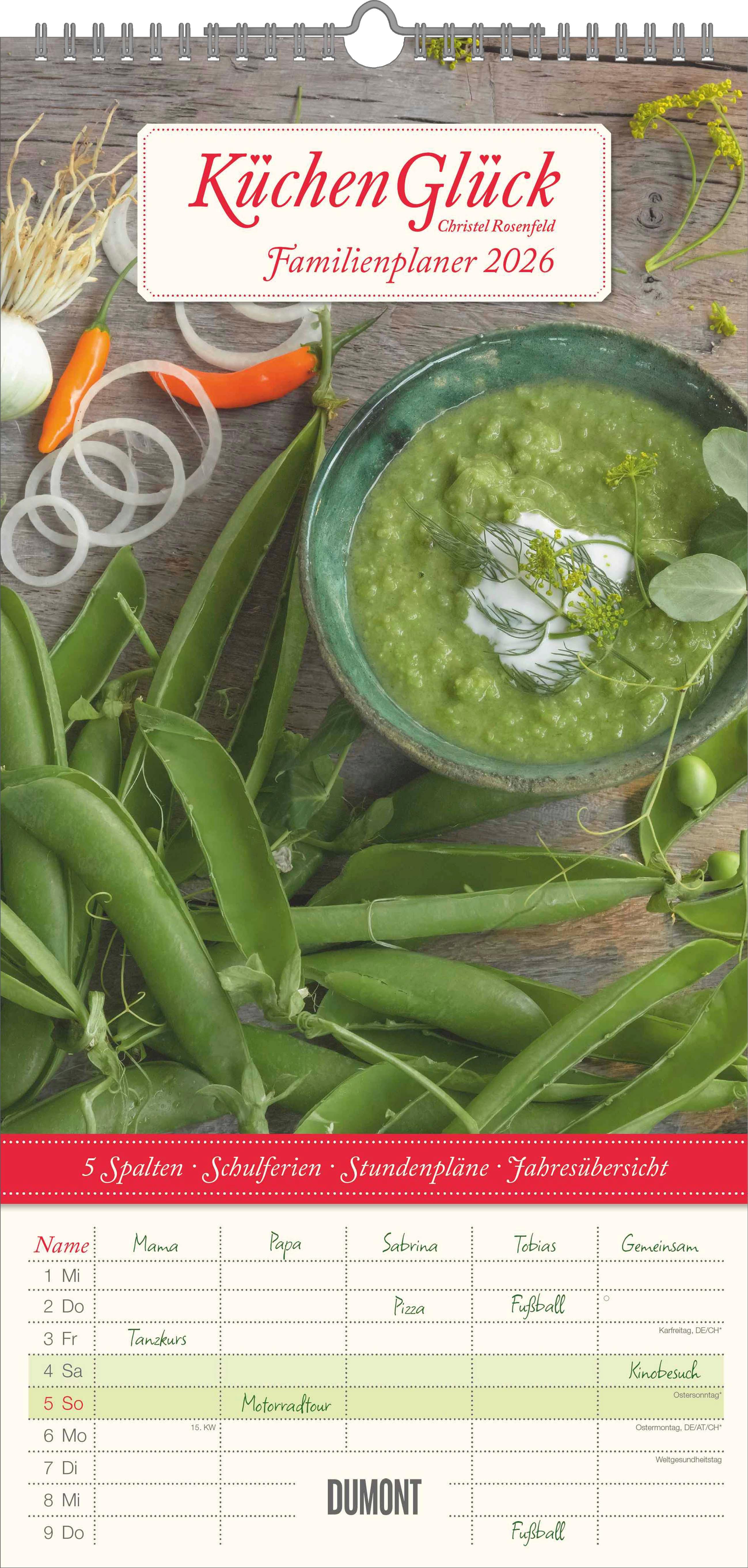 Vorderes Coverbild Familienplaner Küchenglück 2026 - Familien-Timer 22x45 cm - mit Ferienterminen - 5 Spalten