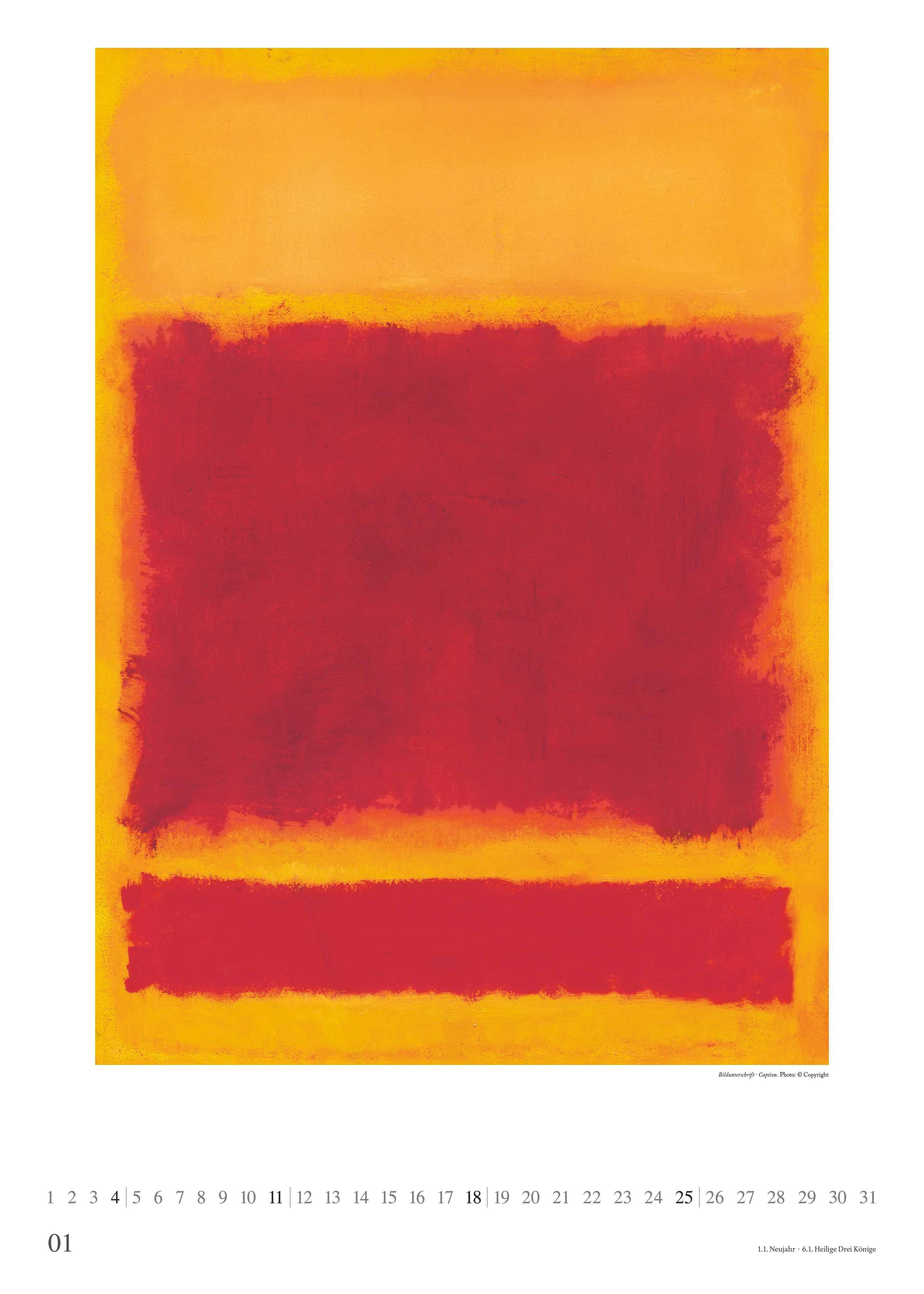 Beispielinhalt (Bild) Mark Rothko 2026 - Kunst-Kalender - Poster-Kalender - 50x70