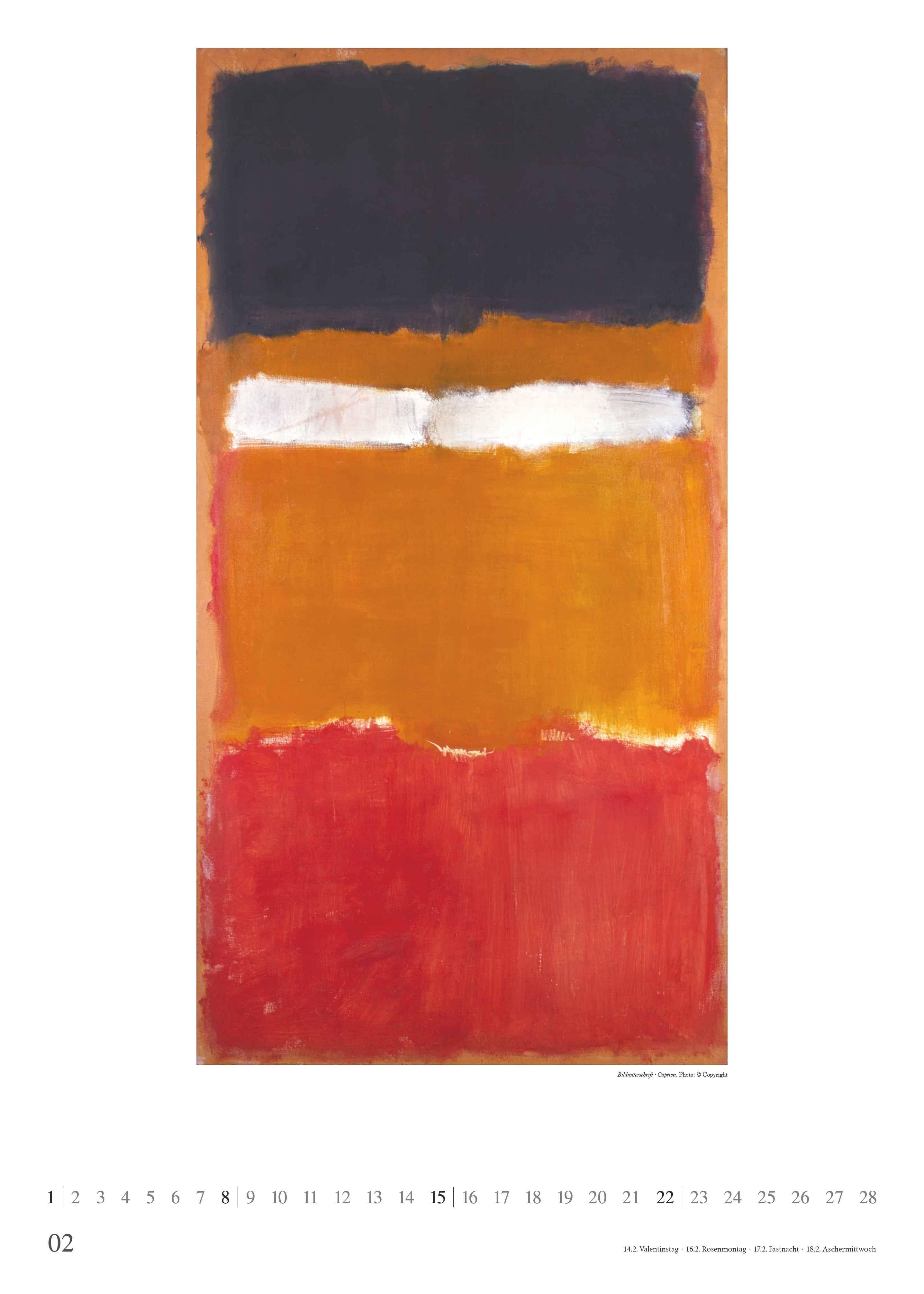 Beispielinhalt (Bild) Mark Rothko 2026 - Kunst-Kalender - Poster-Kalender - 50x70