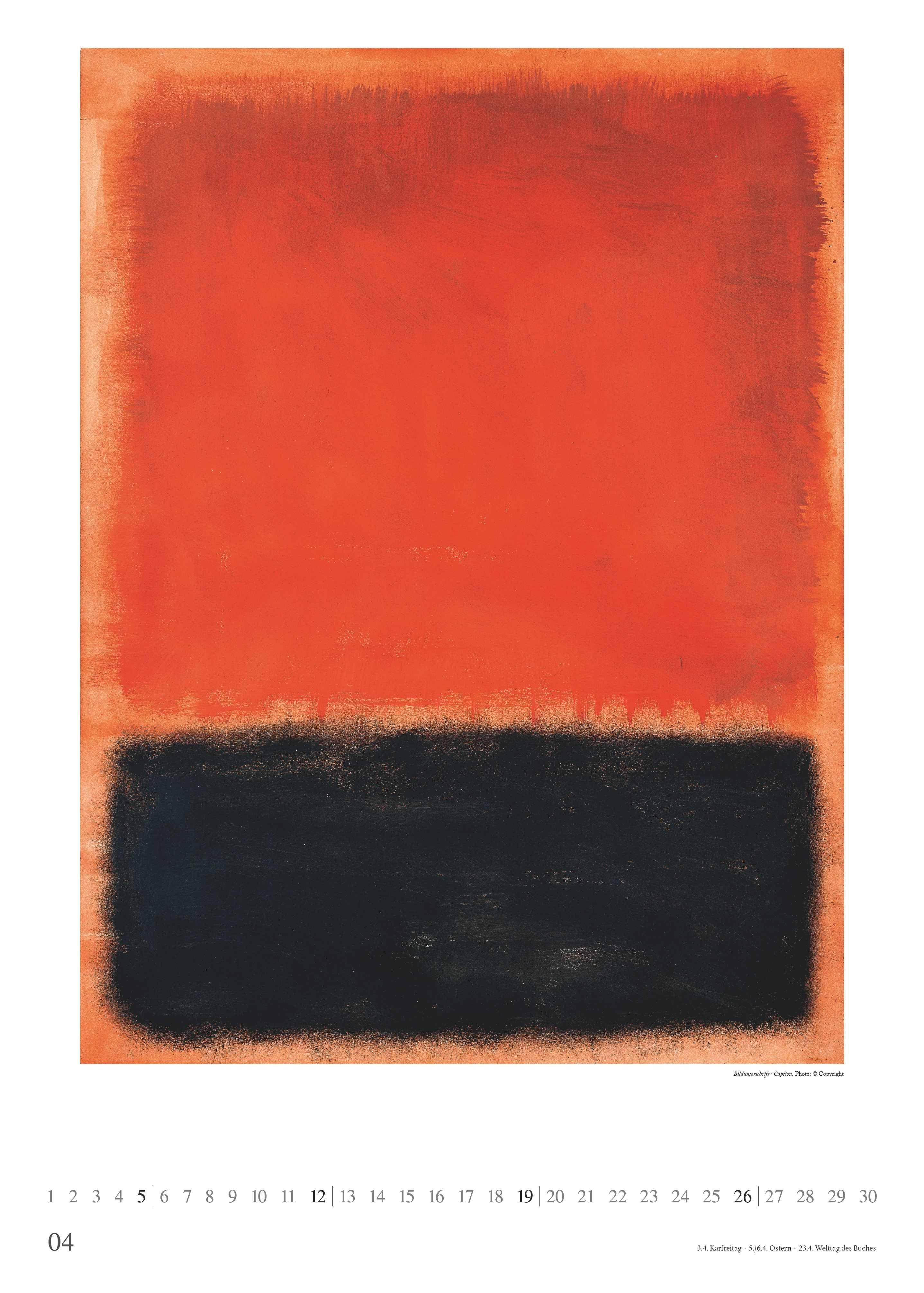 Beispielinhalt (Bild) Mark Rothko 2026 - Kunst-Kalender - Poster-Kalender - 50x70