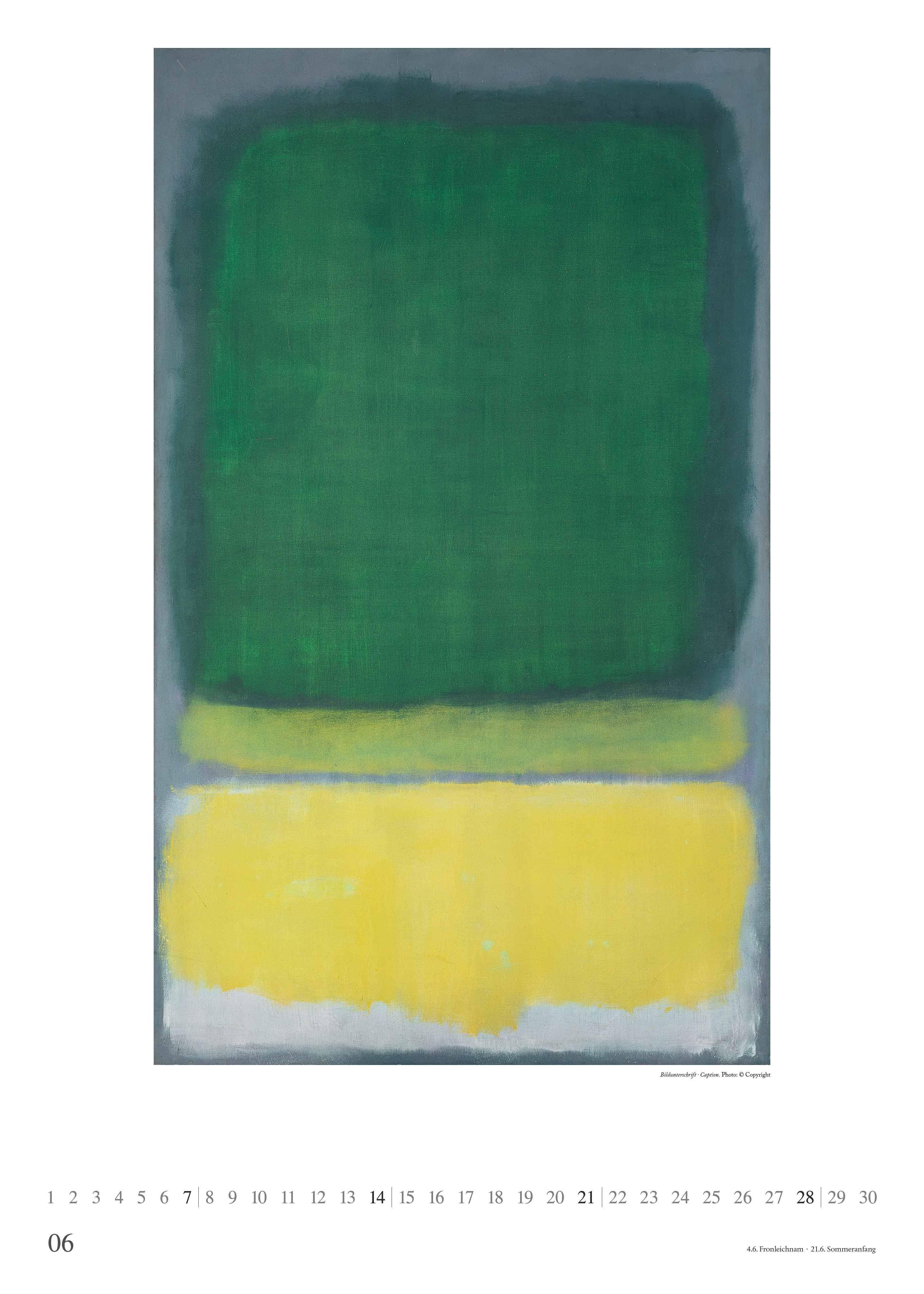 Beispielinhalt (Bild) Mark Rothko 2026 - Kunst-Kalender - Poster-Kalender - 50x70