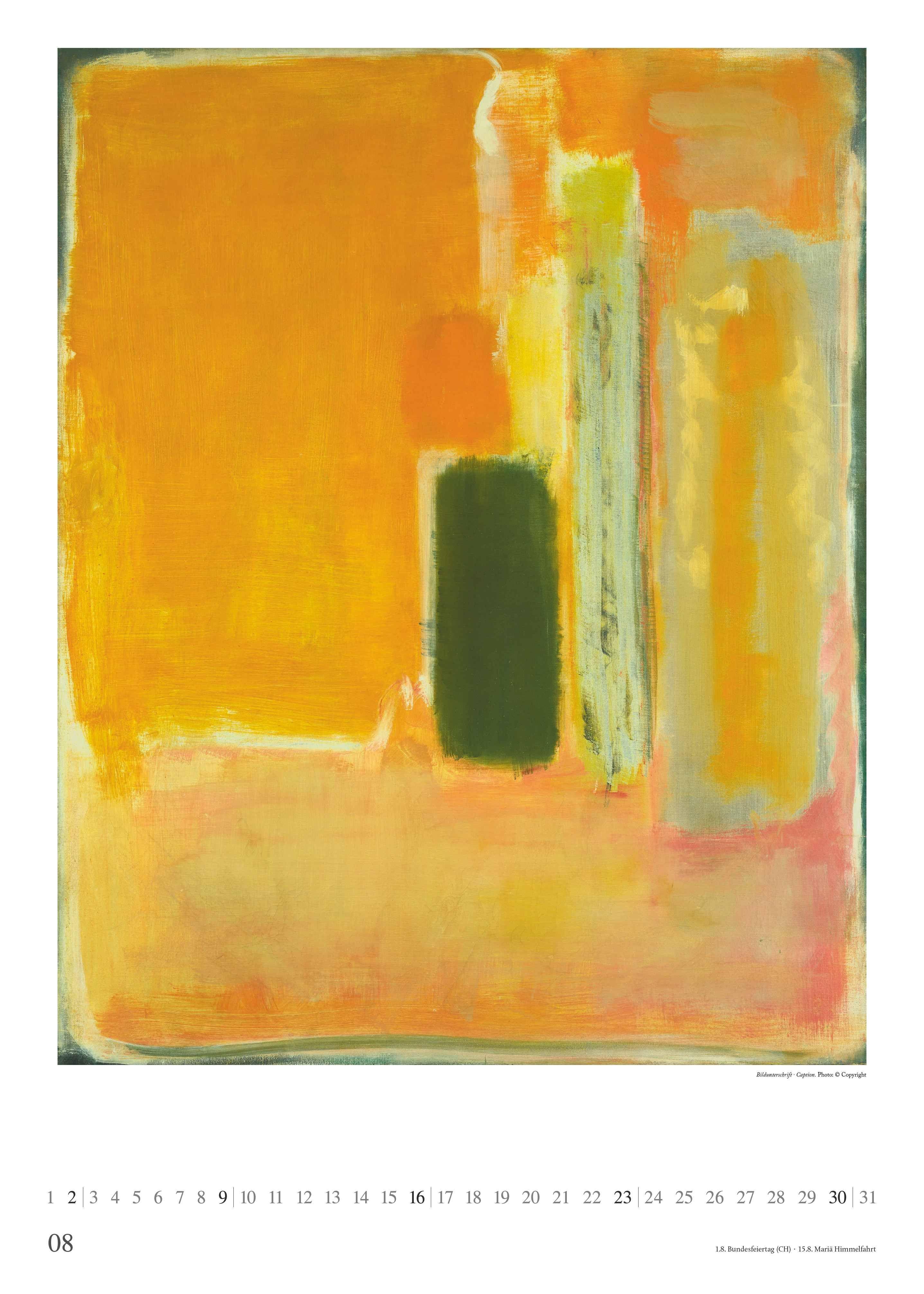 Beispielinhalt (Bild) Mark Rothko 2026 - Kunst-Kalender - Poster-Kalender - 50x70