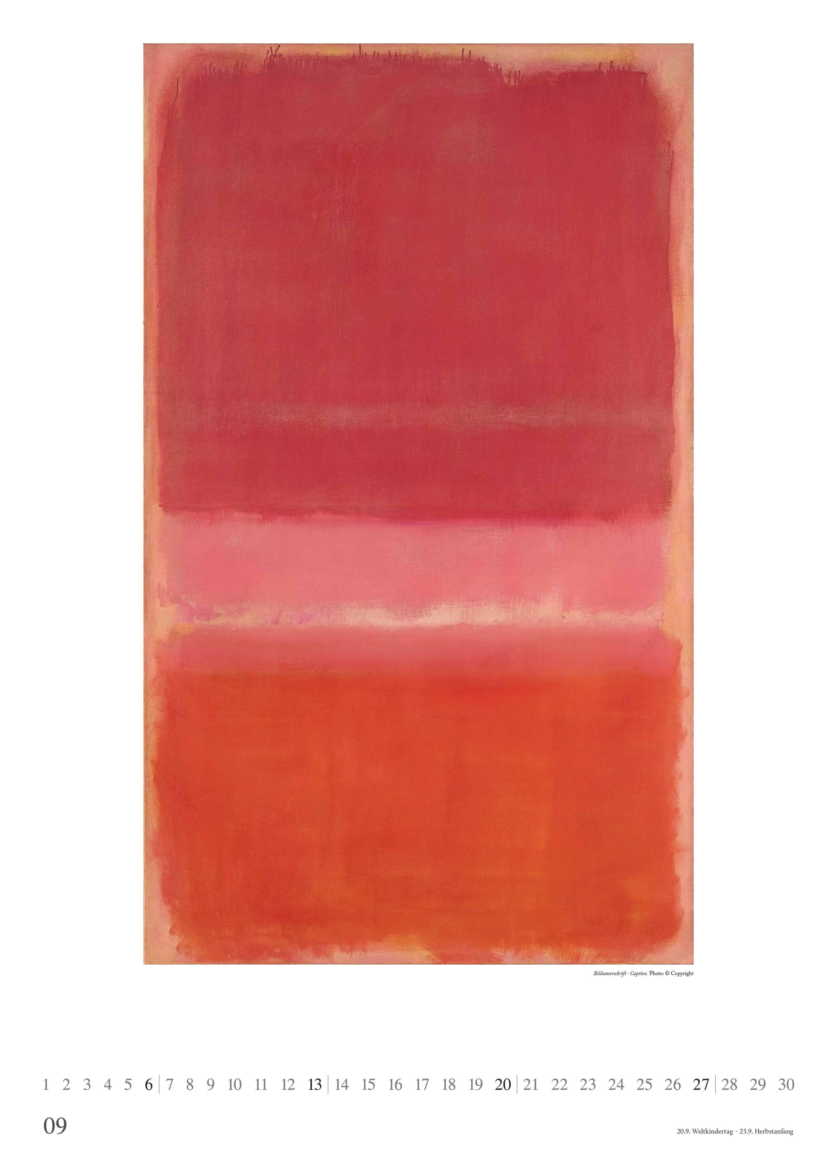 Beispielinhalt (Bild) Mark Rothko 2026 - Kunst-Kalender - Poster-Kalender - 50x70