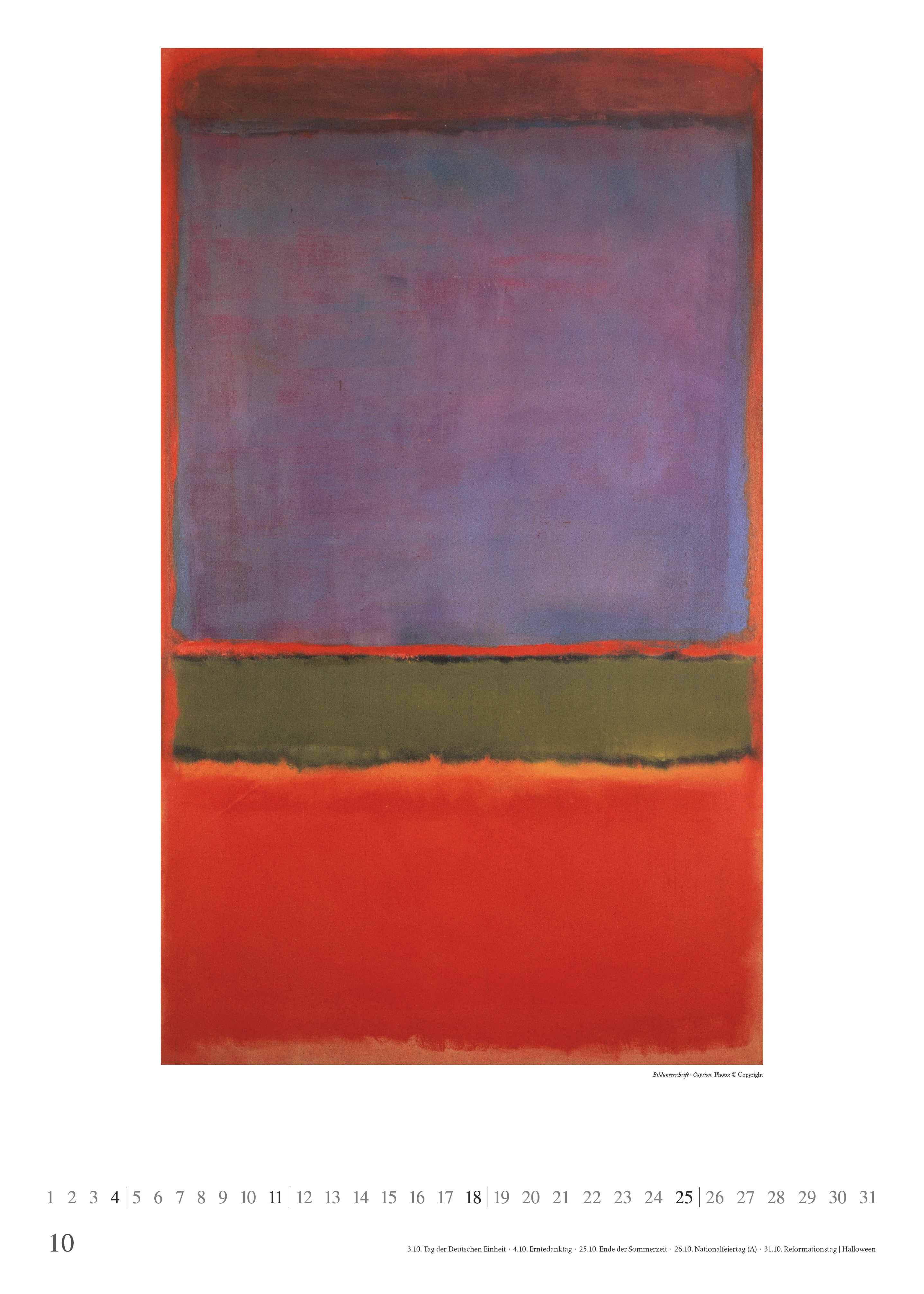 Beispielinhalt (Bild) Mark Rothko 2026 - Kunst-Kalender - Poster-Kalender - 50x70