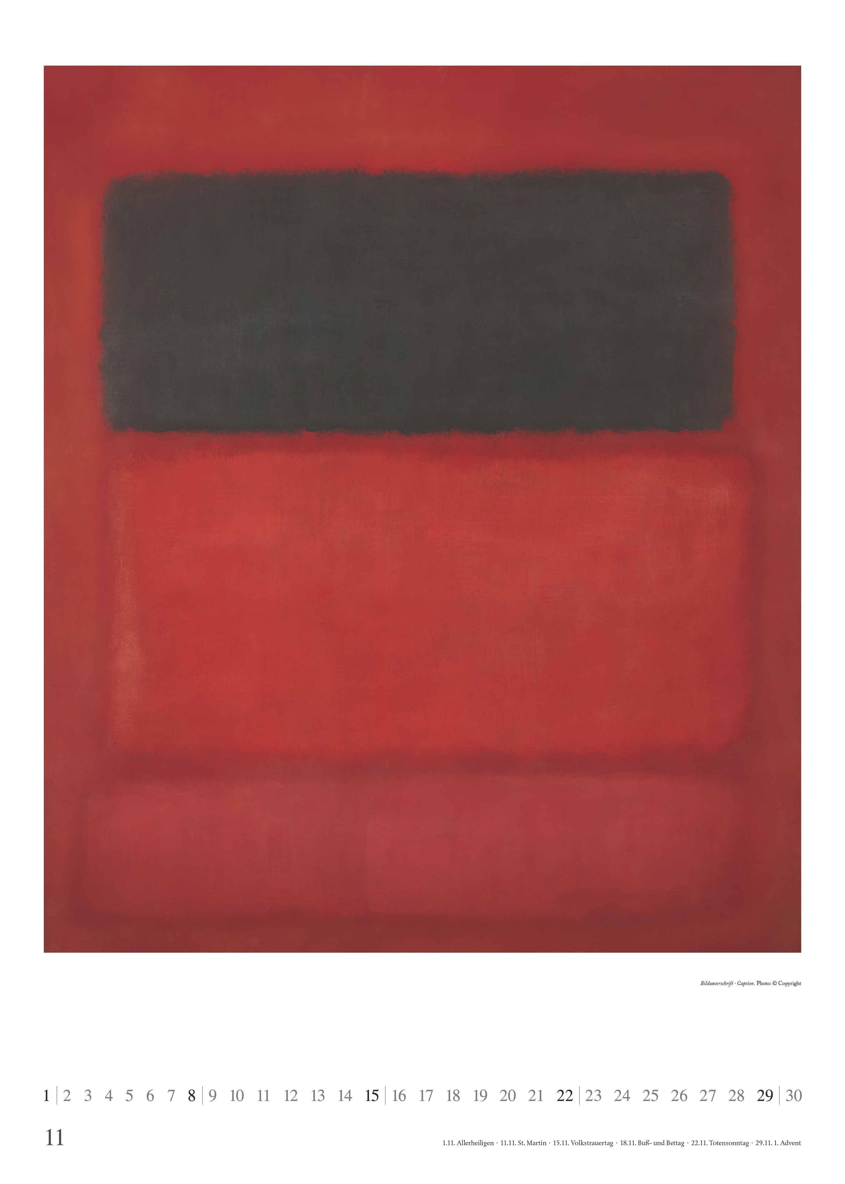 Beispielinhalt (Bild) Mark Rothko 2026 - Kunst-Kalender - Poster-Kalender - 50x70