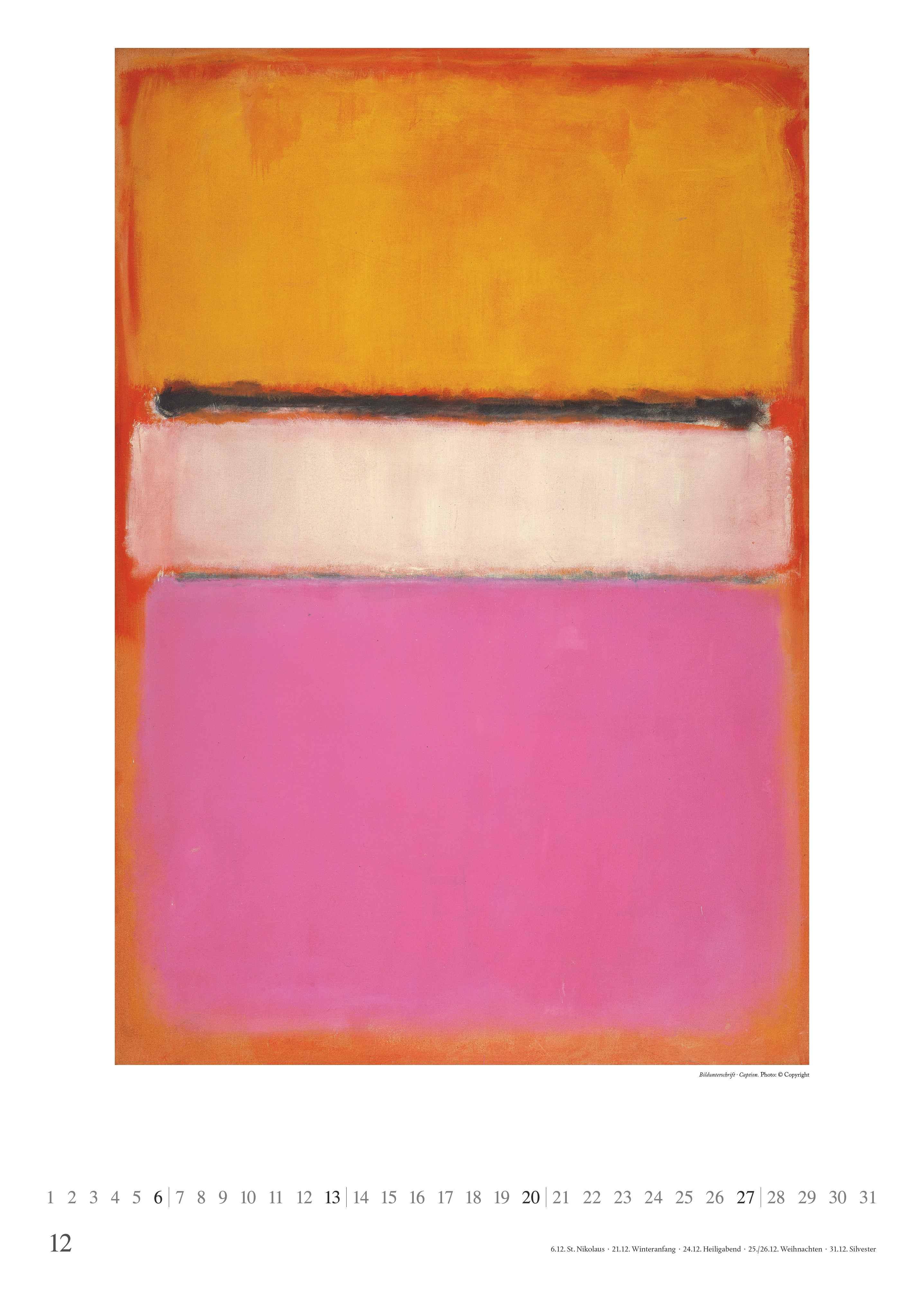 Beispielinhalt (Bild) Mark Rothko 2026 - Kunst-Kalender - Poster-Kalender - 50x70