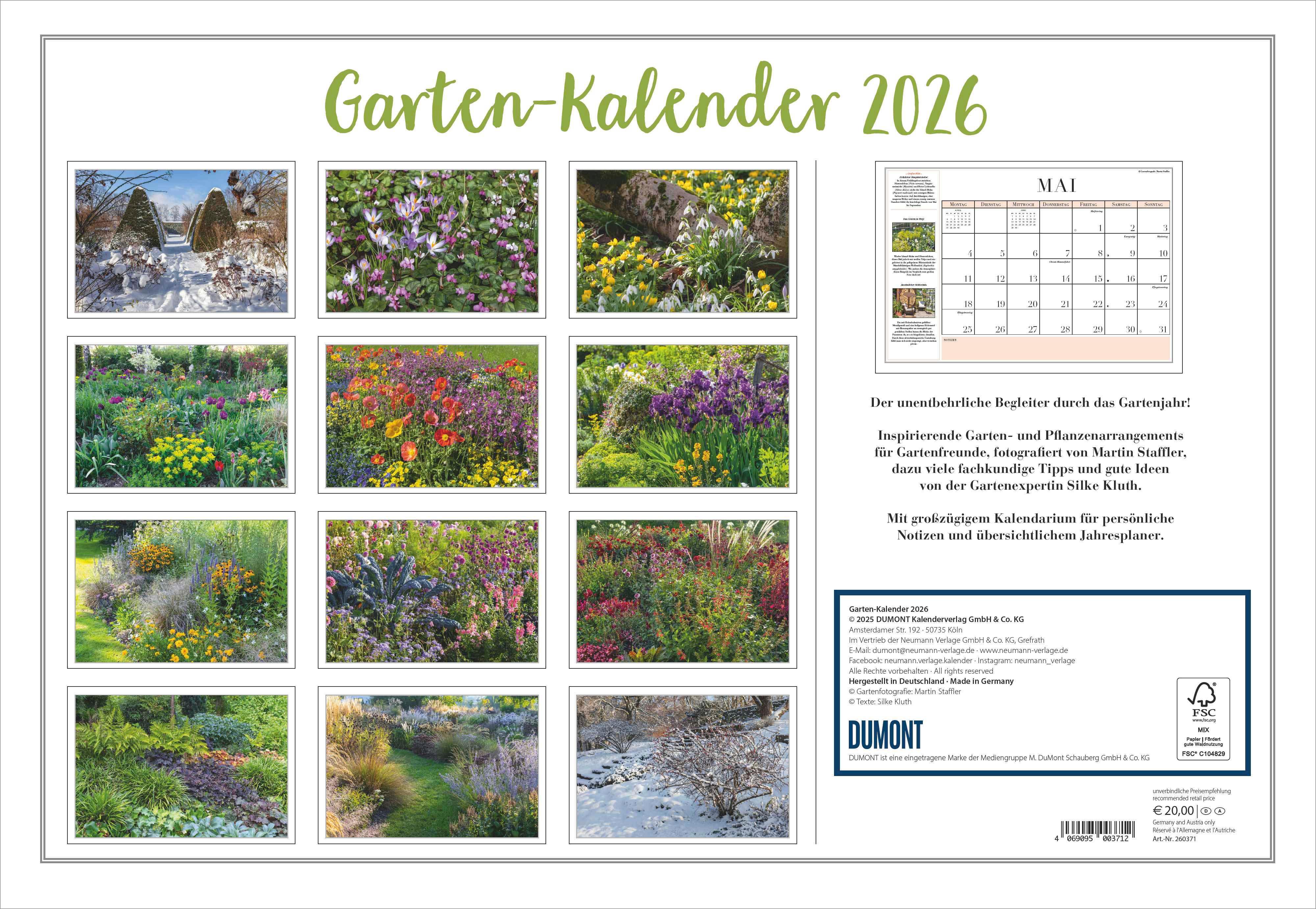 Beispielinhalt (Bild) Garten-Kalender 2026 - Broschürenkalender - mit informativen Texten - mit Jahresplaner - Format 42 x 29 cm