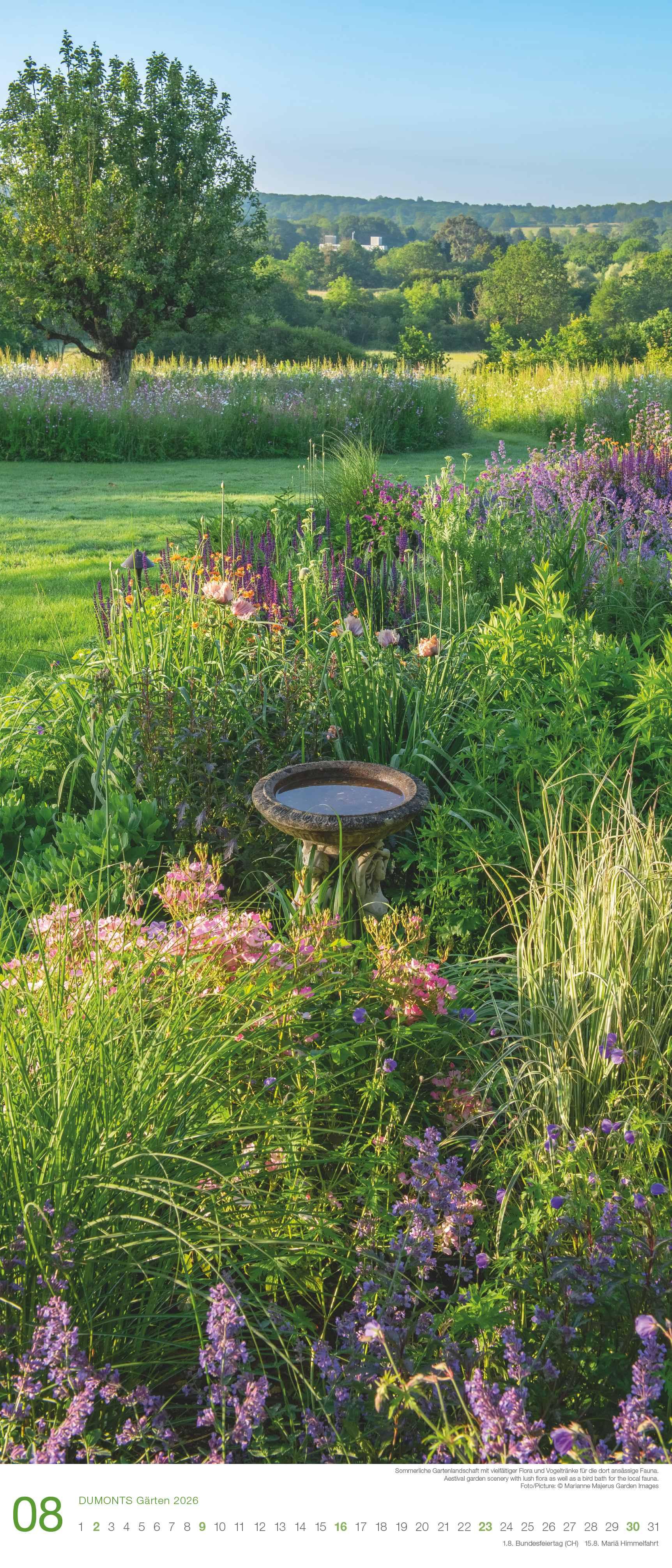 Beispielinhalt (Bild) Gärten 2026 - DUMONT Wandkalender - Garten-Kalender - Hochformat 30 x 70 cm