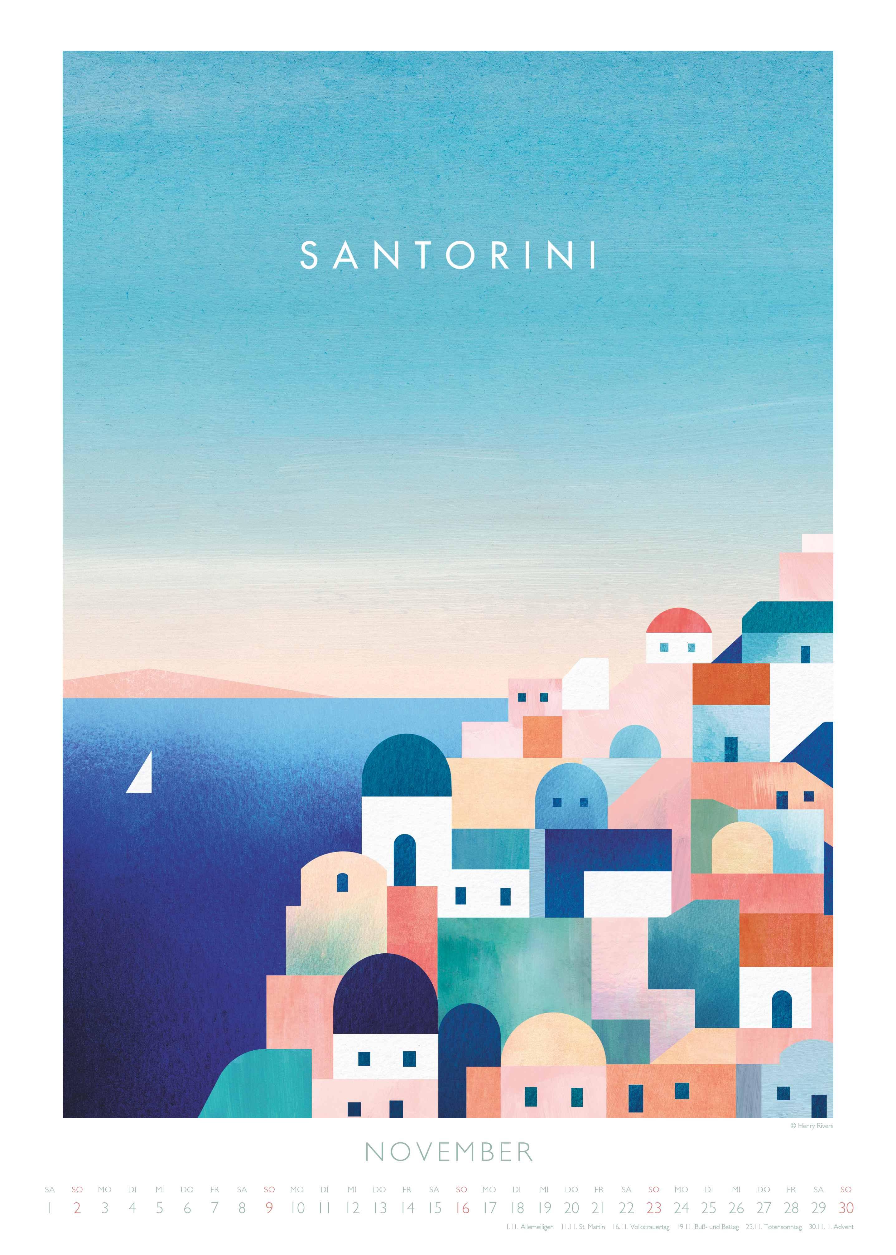 Beispielinhalt (Bild) Travelposter 2026 - Reiseplakate-Kalender von DUMONT- Wand-Kalender - Poster-Format 50 x 70 cm