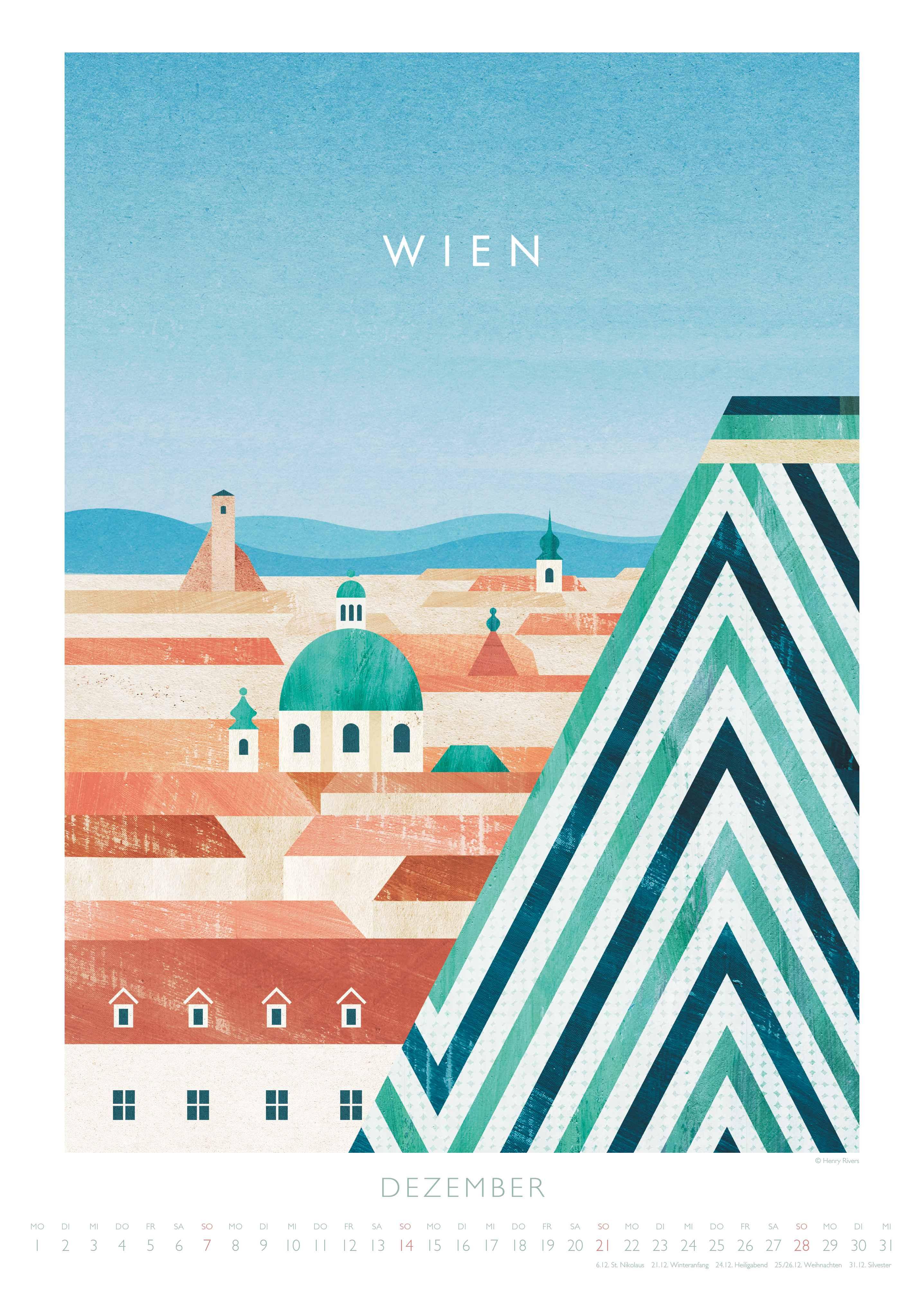 Beispielinhalt (Bild) Travelposter 2026 - Reiseplakate-Kalender von DUMONT- Wand-Kalender - Poster-Format 50 x 70 cm