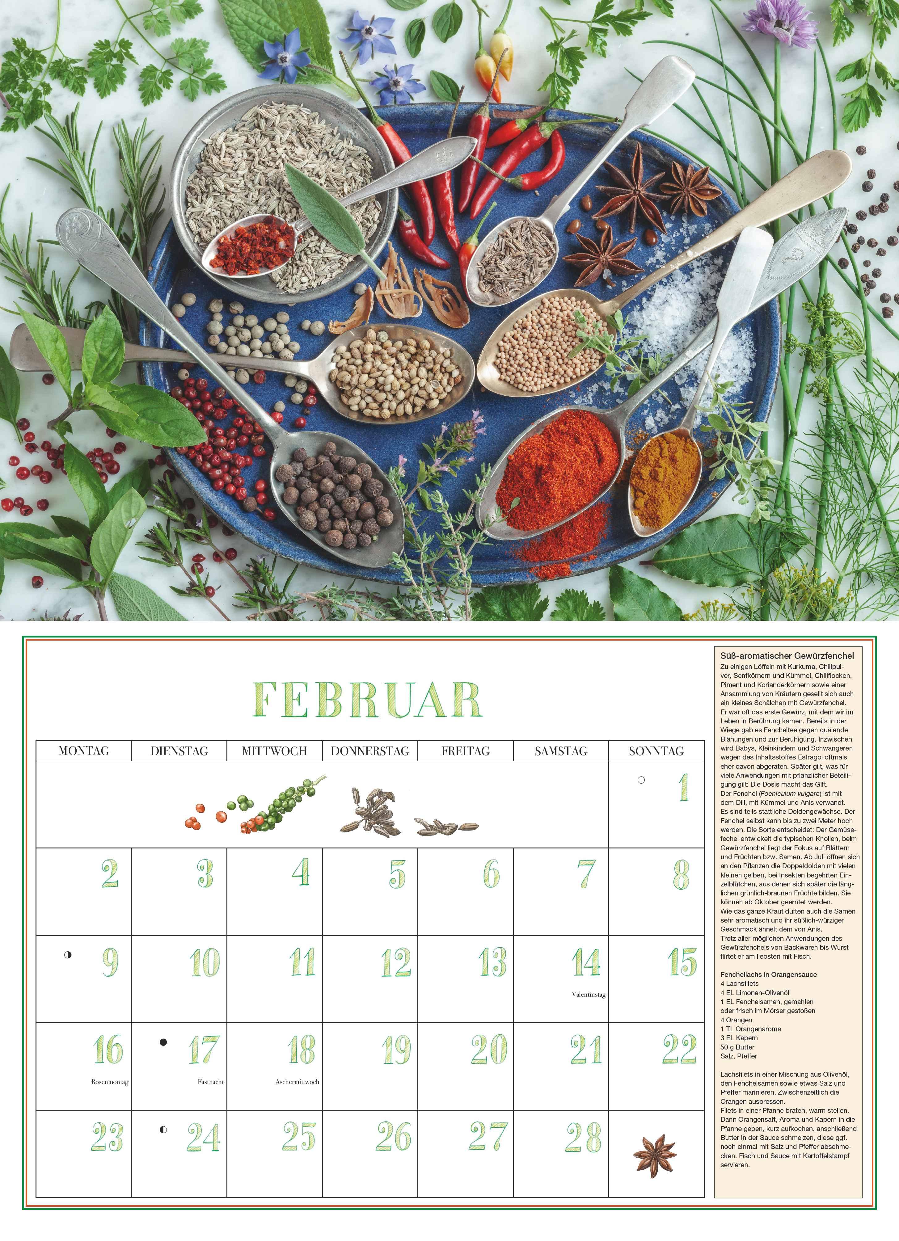 Beispielinhalt (Bild) DUMONTS Aromatische Kräuter 2026 - Broschürenkalender - Wandkalender - mit Rezepten und Texten - Format 42 x 29 cm