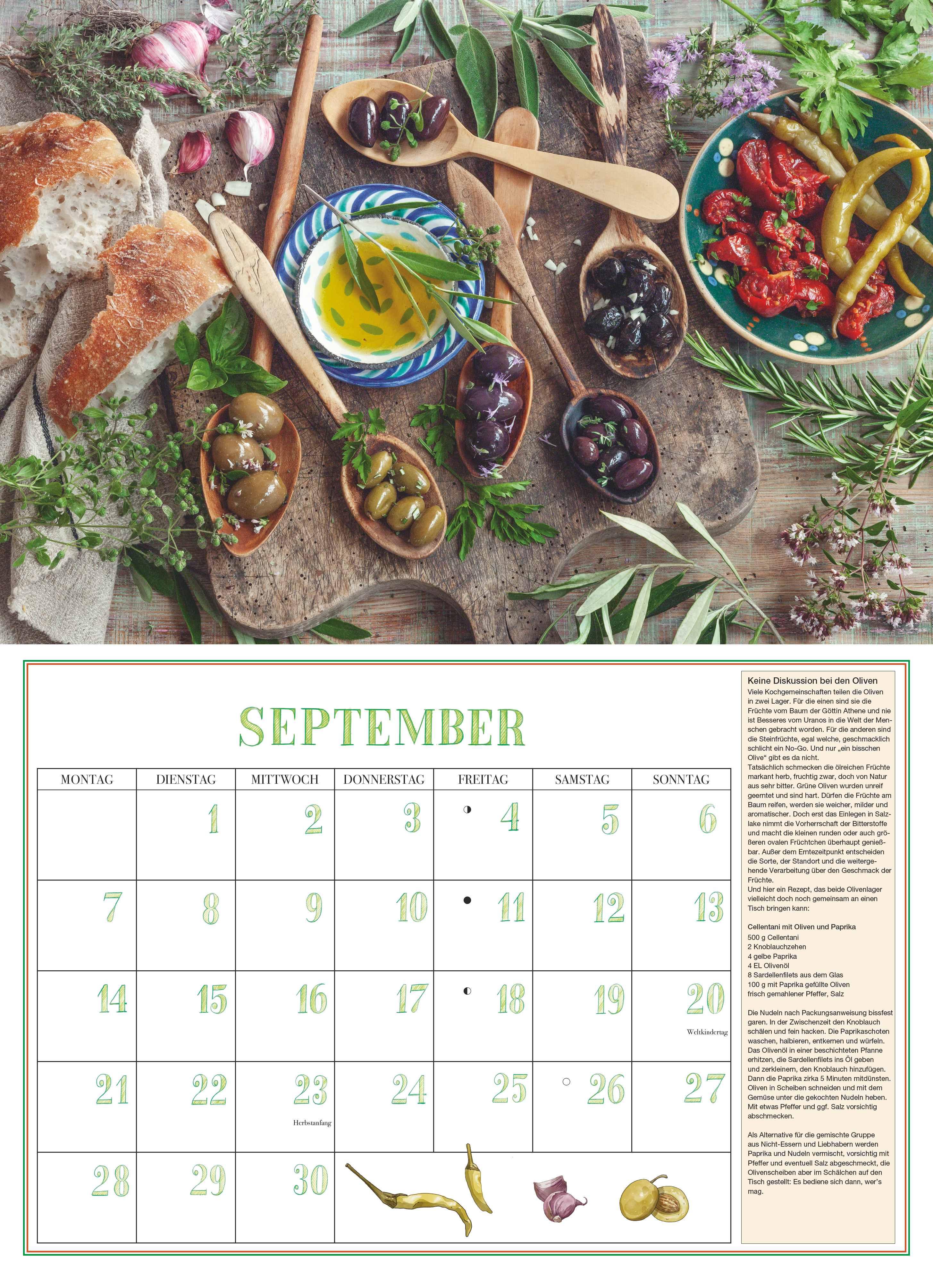 Beispielinhalt (Bild) DUMONTS Aromatische Kräuter 2026 - Broschürenkalender - Wandkalender - mit Rezepten und Texten - Format 42 x 29 cm