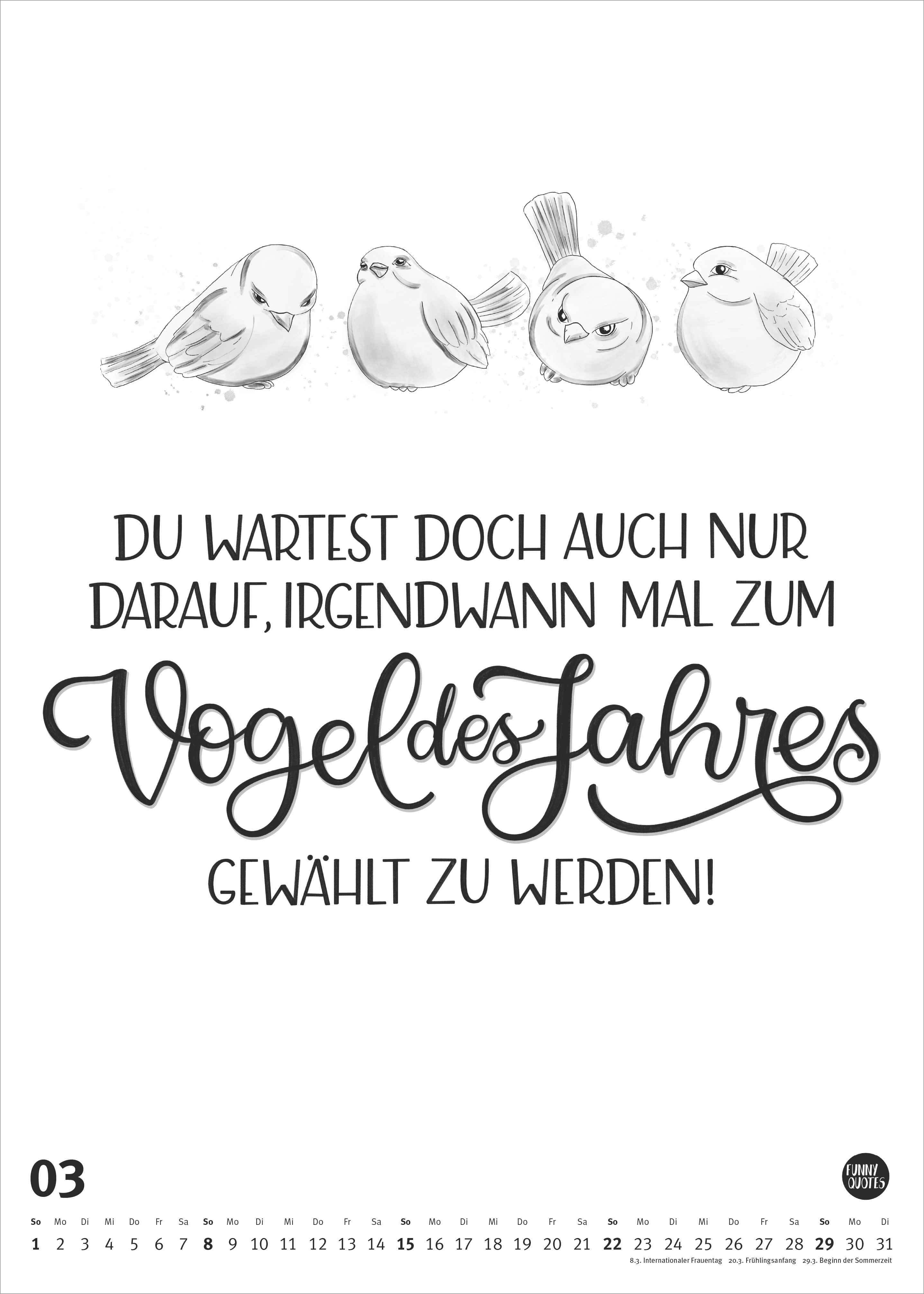 Beispielinhalt (Bild) Funny Quotes-Kalender 2026 - Typo-Kalender - Poster-Format 50 x 70 cm