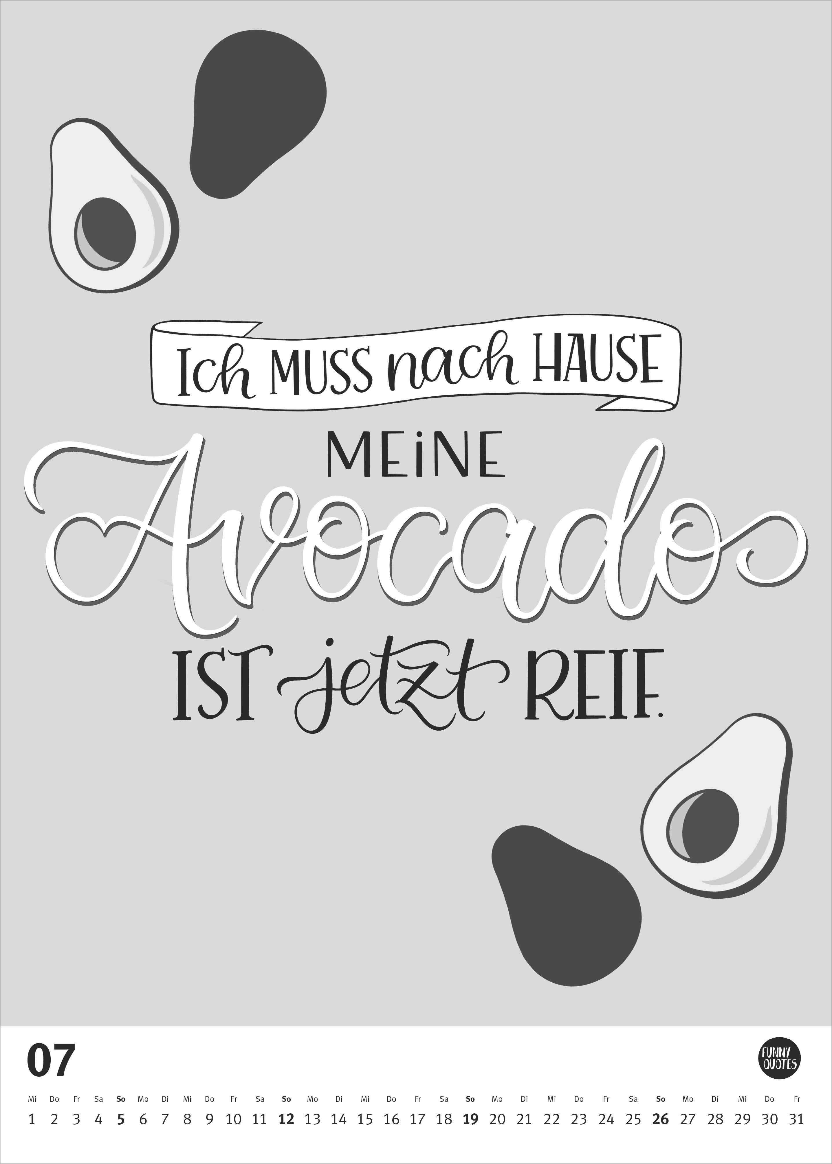 Beispielinhalt (Bild) Funny Quotes-Kalender 2026 - Typo-Kalender - Poster-Format 50 x 70 cm