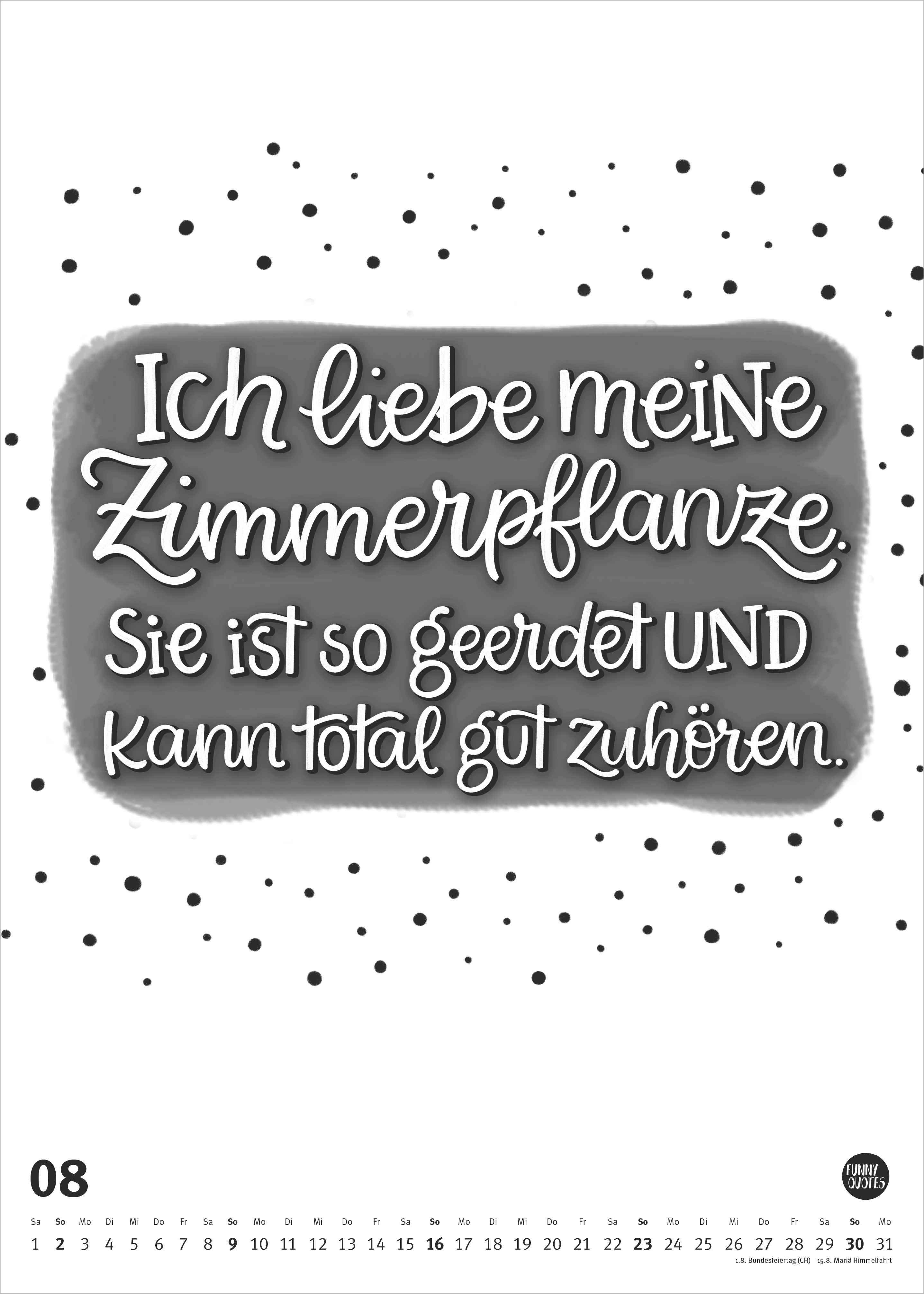 Beispielinhalt (Bild) Funny Quotes-Kalender 2026 - Typo-Kalender - Poster-Format 50 x 70 cm
