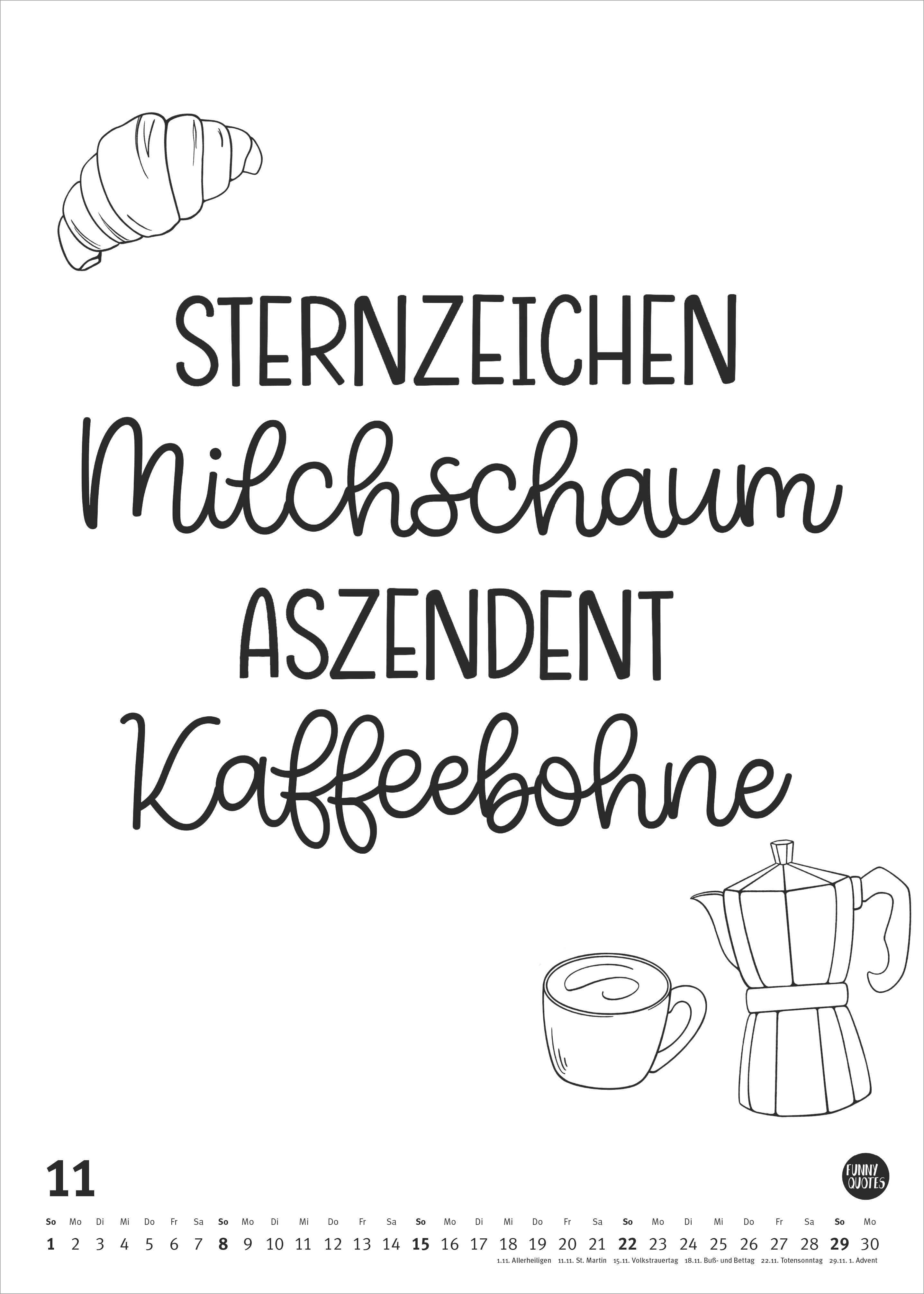 Beispielinhalt (Bild) Funny Quotes-Kalender 2026 - Typo-Kalender - Poster-Format 50 x 70 cm