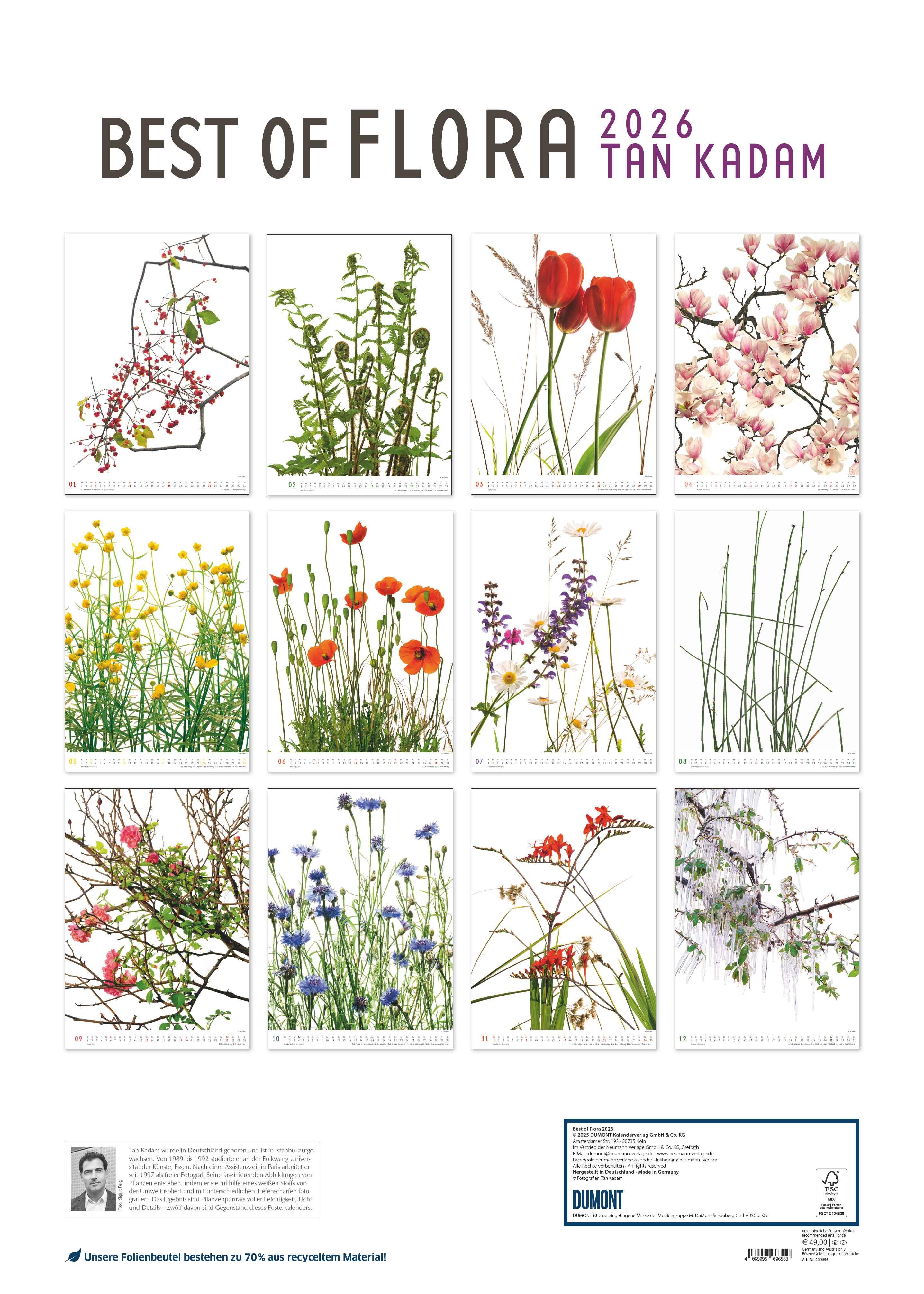 Beispielinhalt (Bild) Best of Flora 2026 - Blumen-Kalender von DUMONT- Foto-Kunst von Tan Kadam - Poster-Format 50 x 70 cm