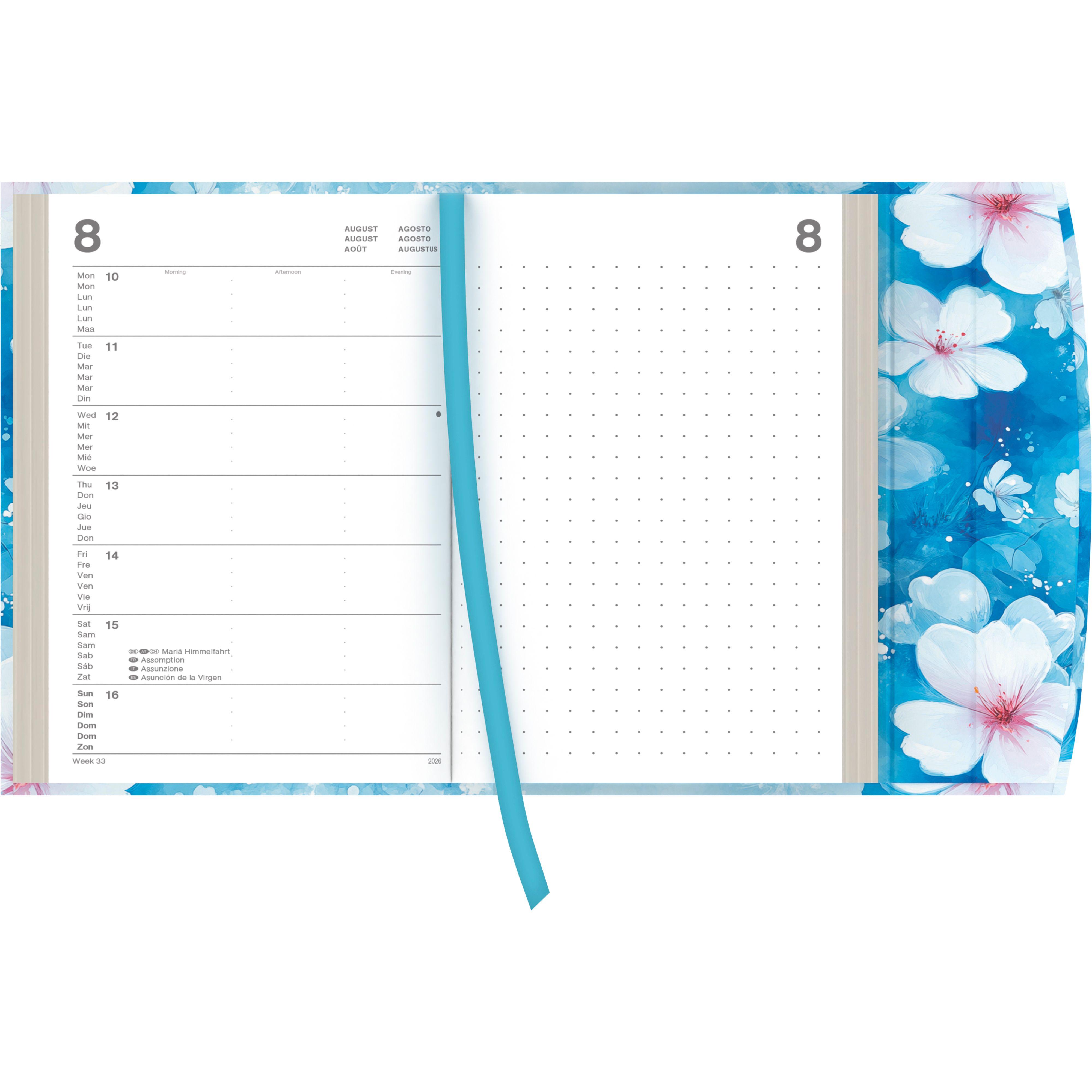 Beispielinhalt (Bild) Bright Flowers 2026 - Diary - Buchkalender - Taschenkalender - 10x15