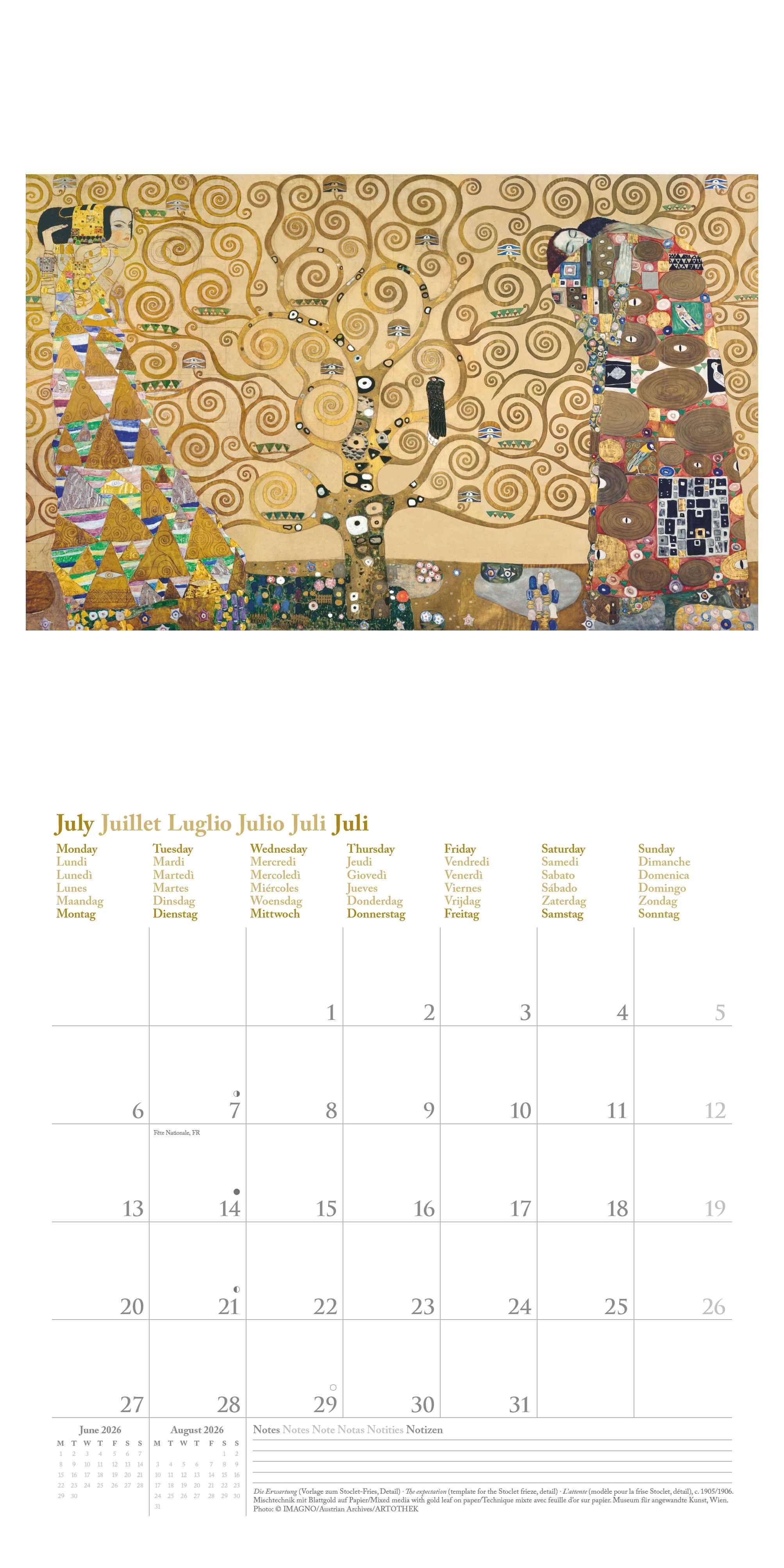 Beispielinhalt (Bild) Gustav Klimt 2026 - Wand-Kalender - Broschüren-Kalender - 30x30 - 30x60 geöffnet - Kunst-Kalender