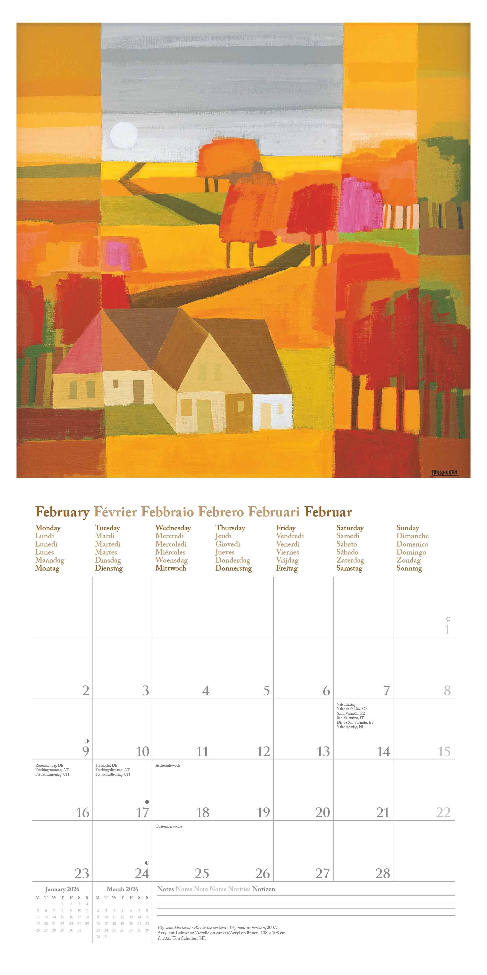 Beispielinhalt (Bild) Ton Schulten 2026 - Wand-Kalender - Broschüren-Kalender - 30x30 - 30x60 geöffnet - Kunst-Kalender